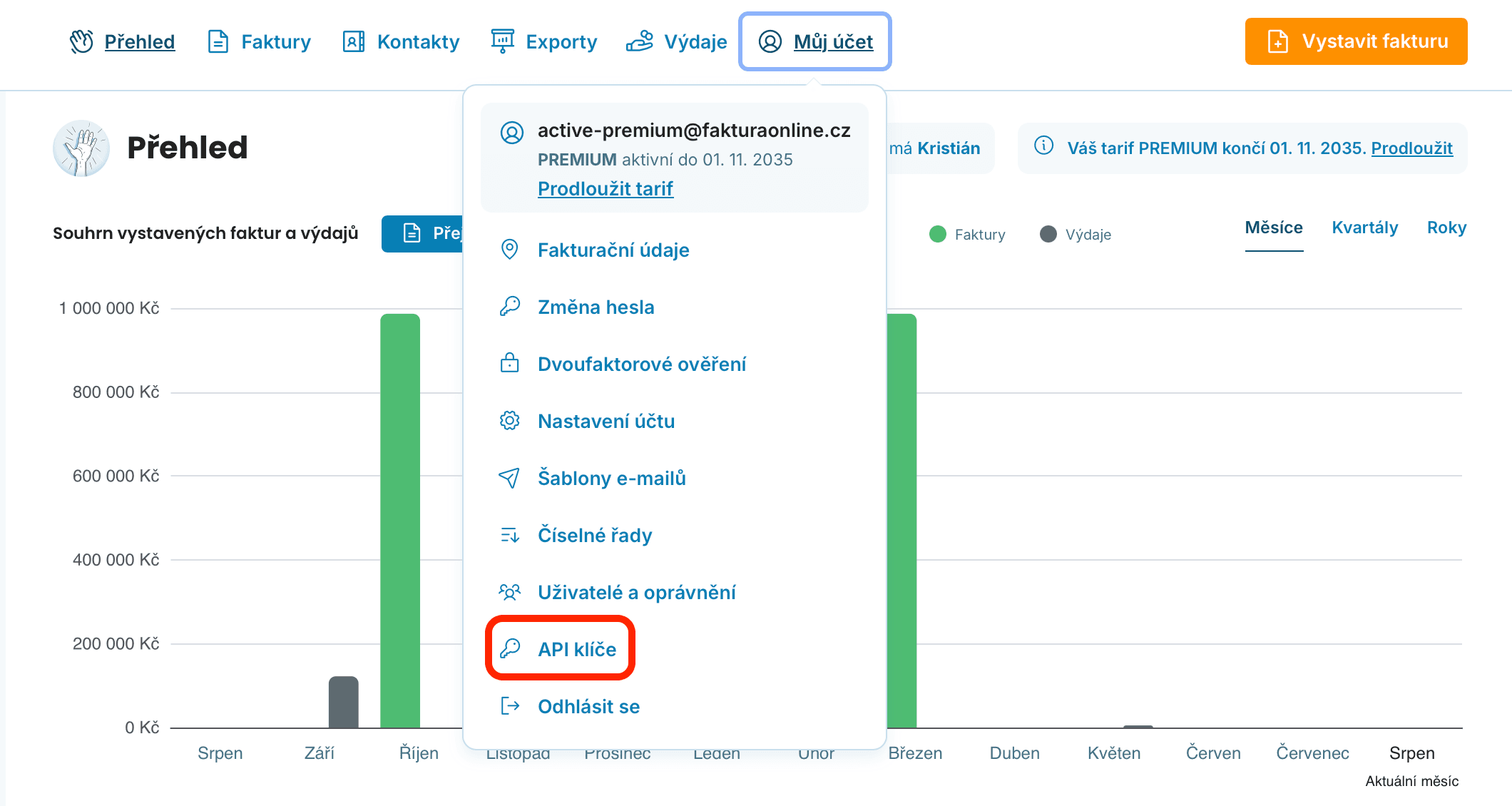 API klíče preview