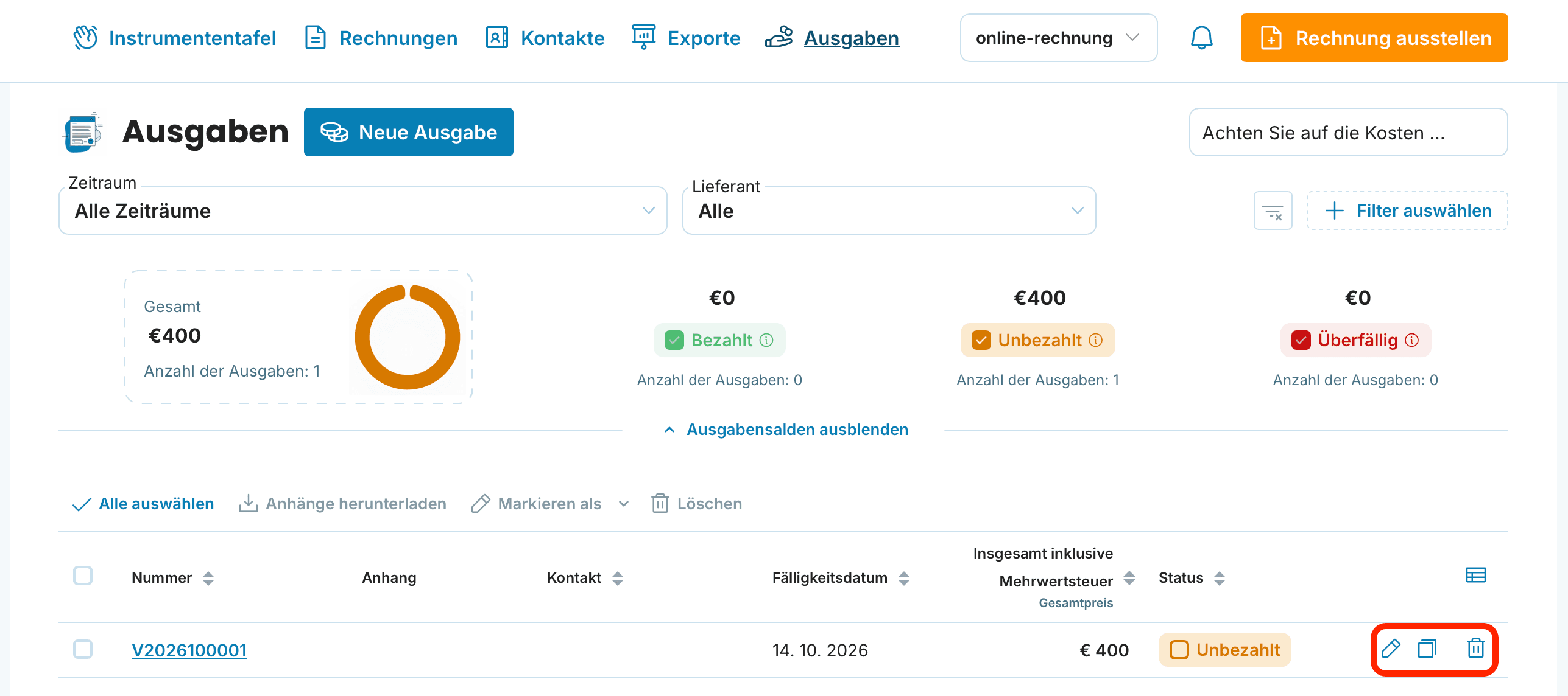 Arbeiten mit Ausgaben preview