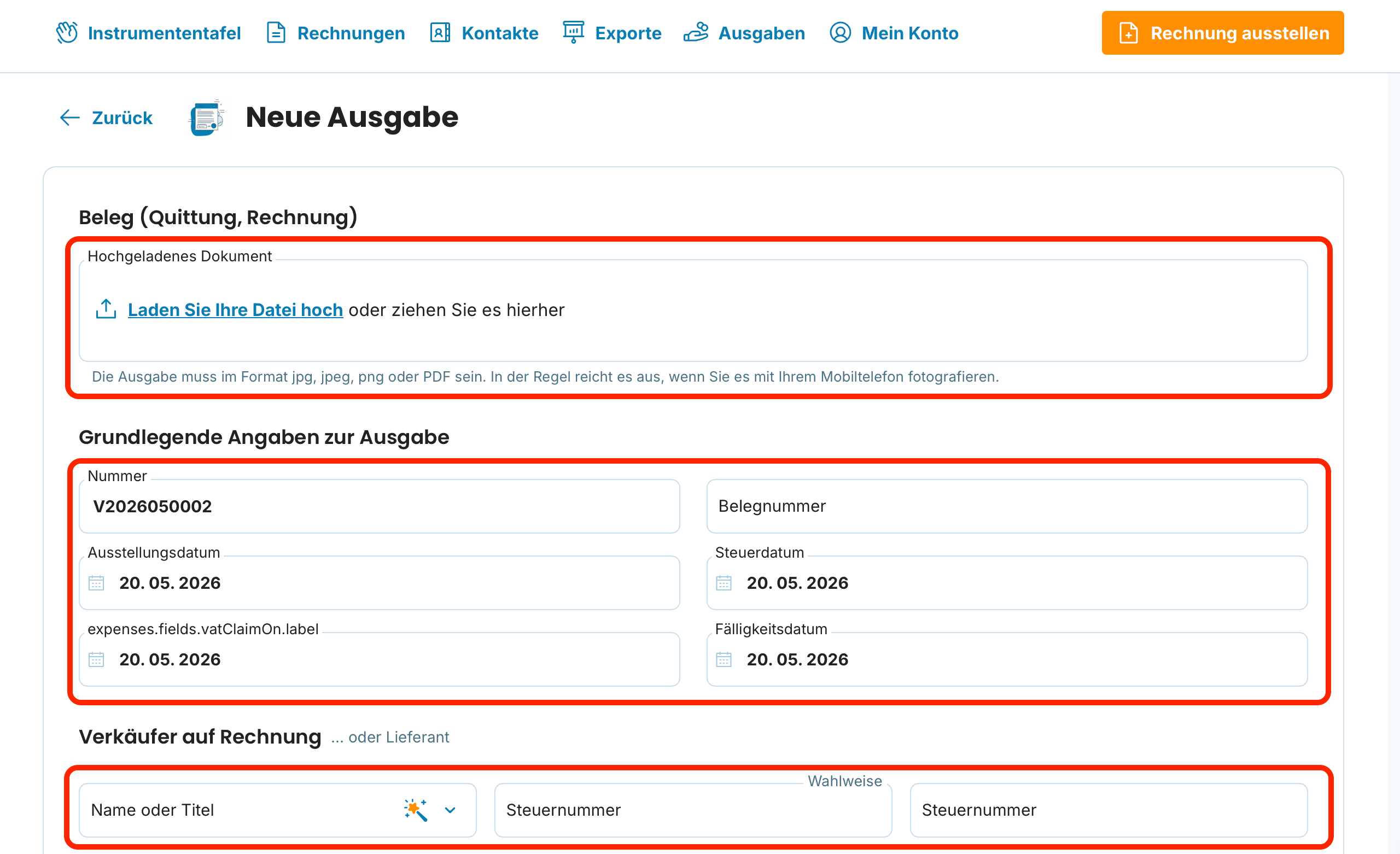 Ausgabe Formular preview