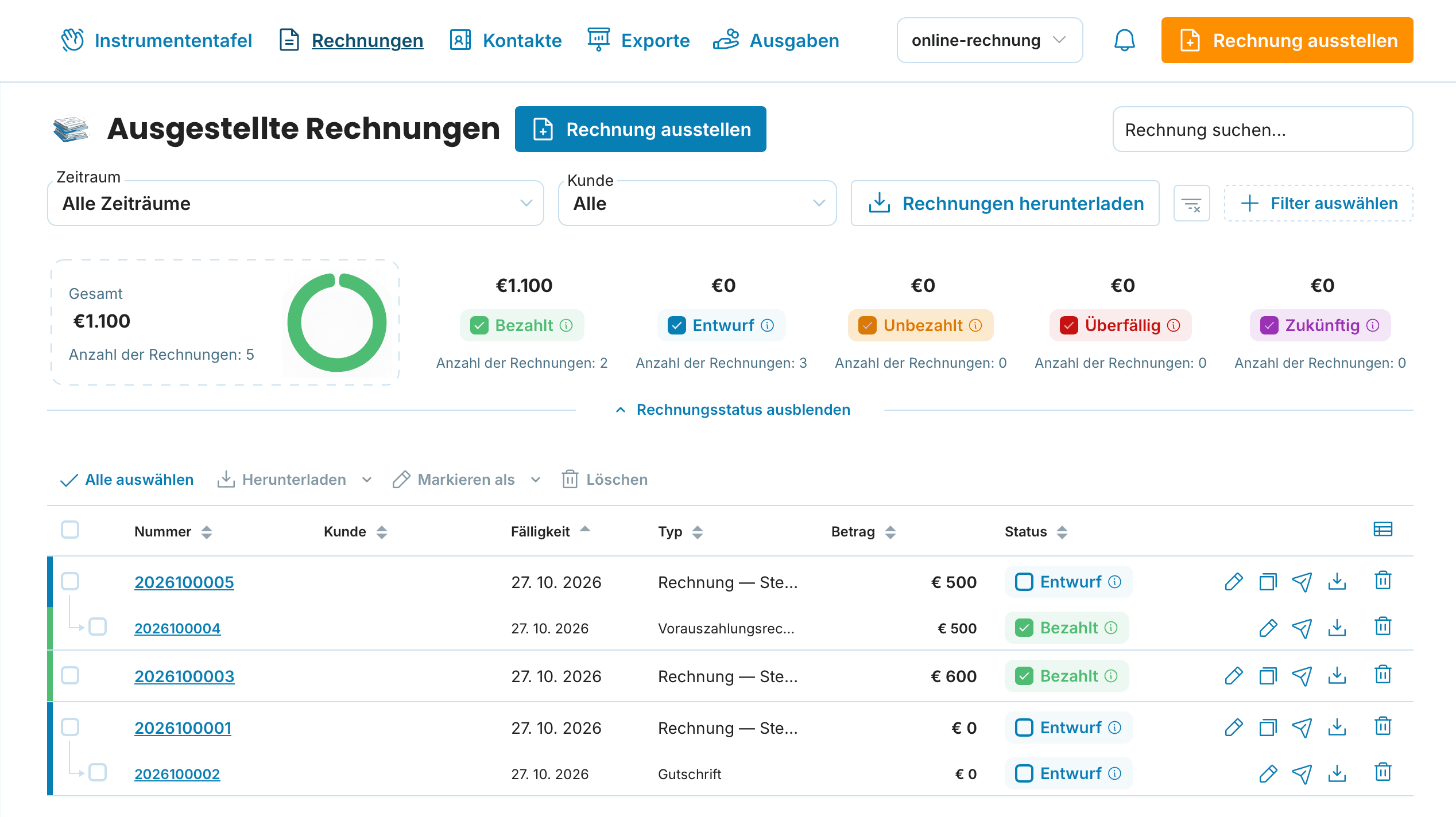 Ausgestellte Rechnungen preview