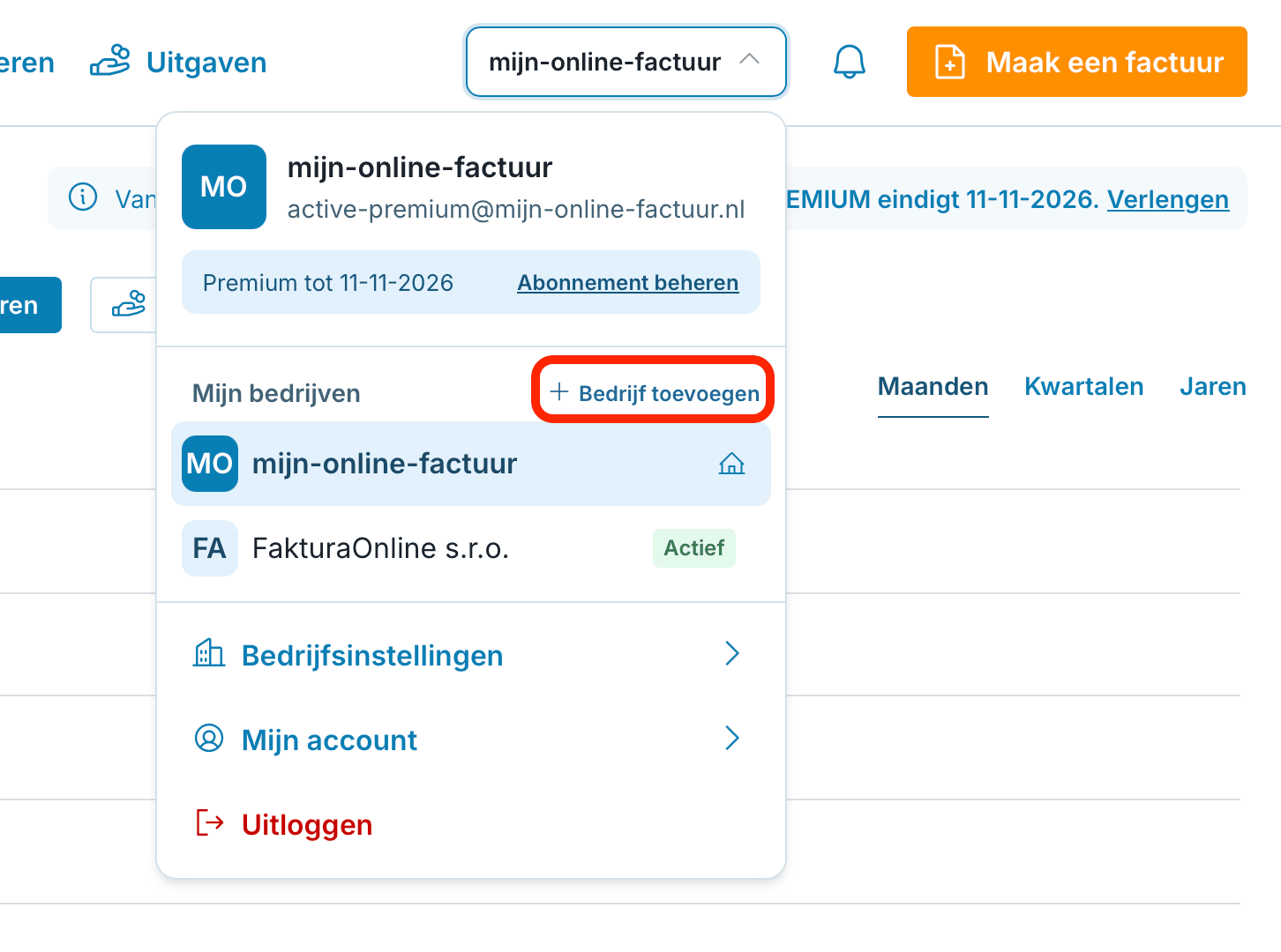 Bedrijf toevoegen preview