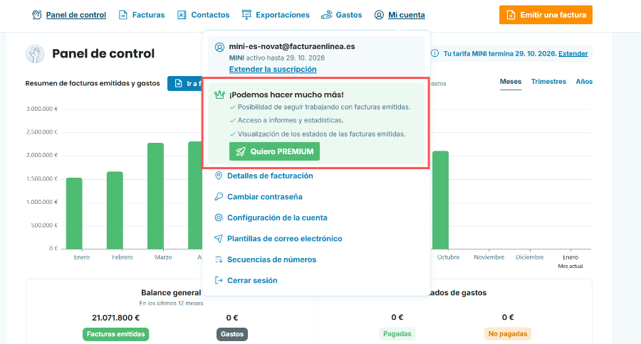 Cambio al plan PREMIUM preview