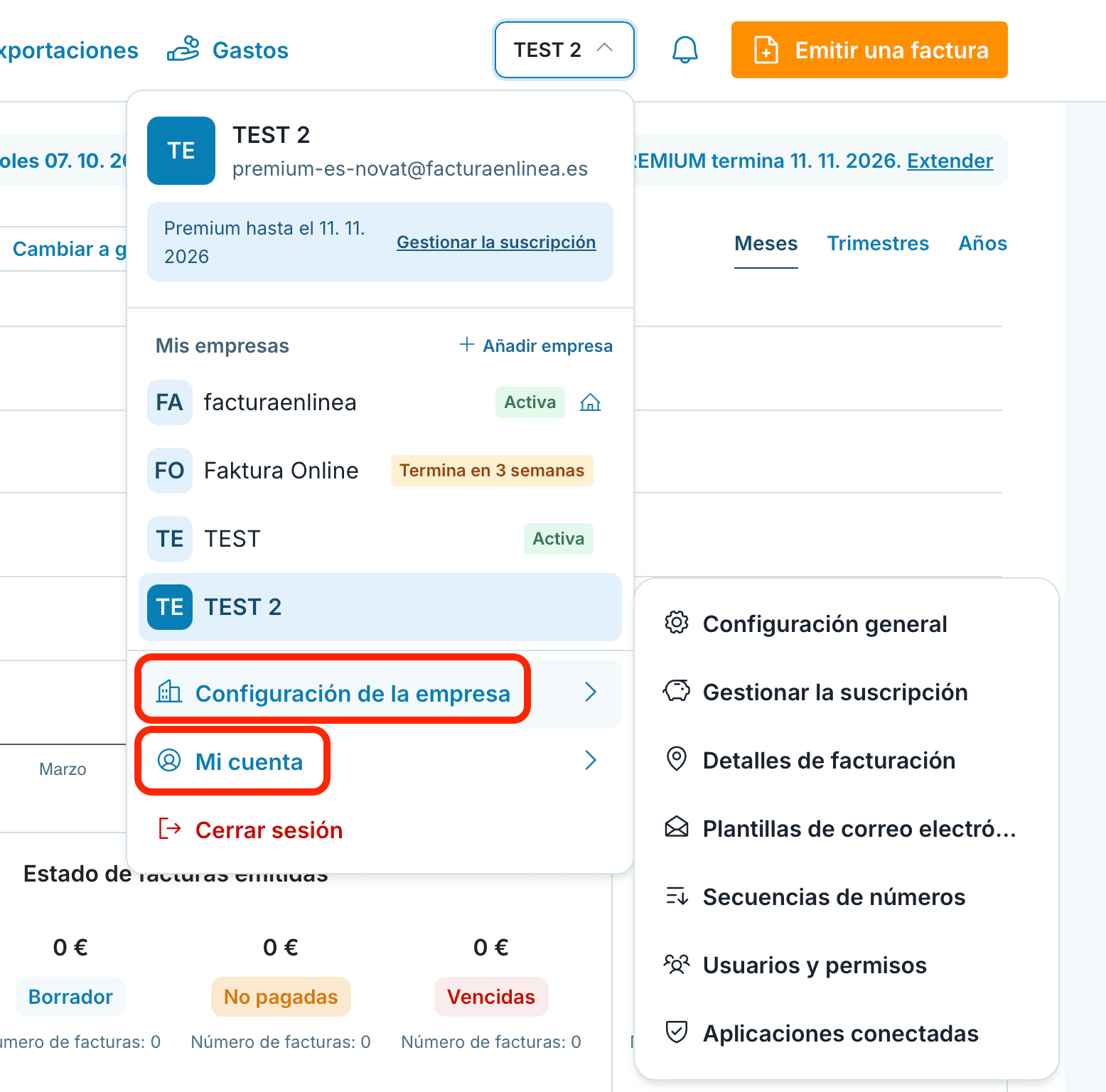 Configuración de la empresa preview