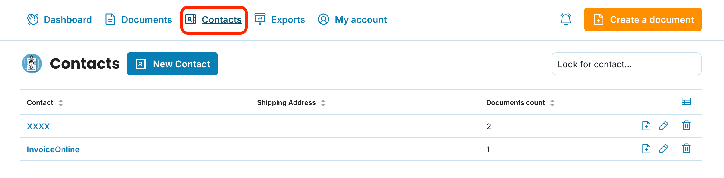 Contacts preview