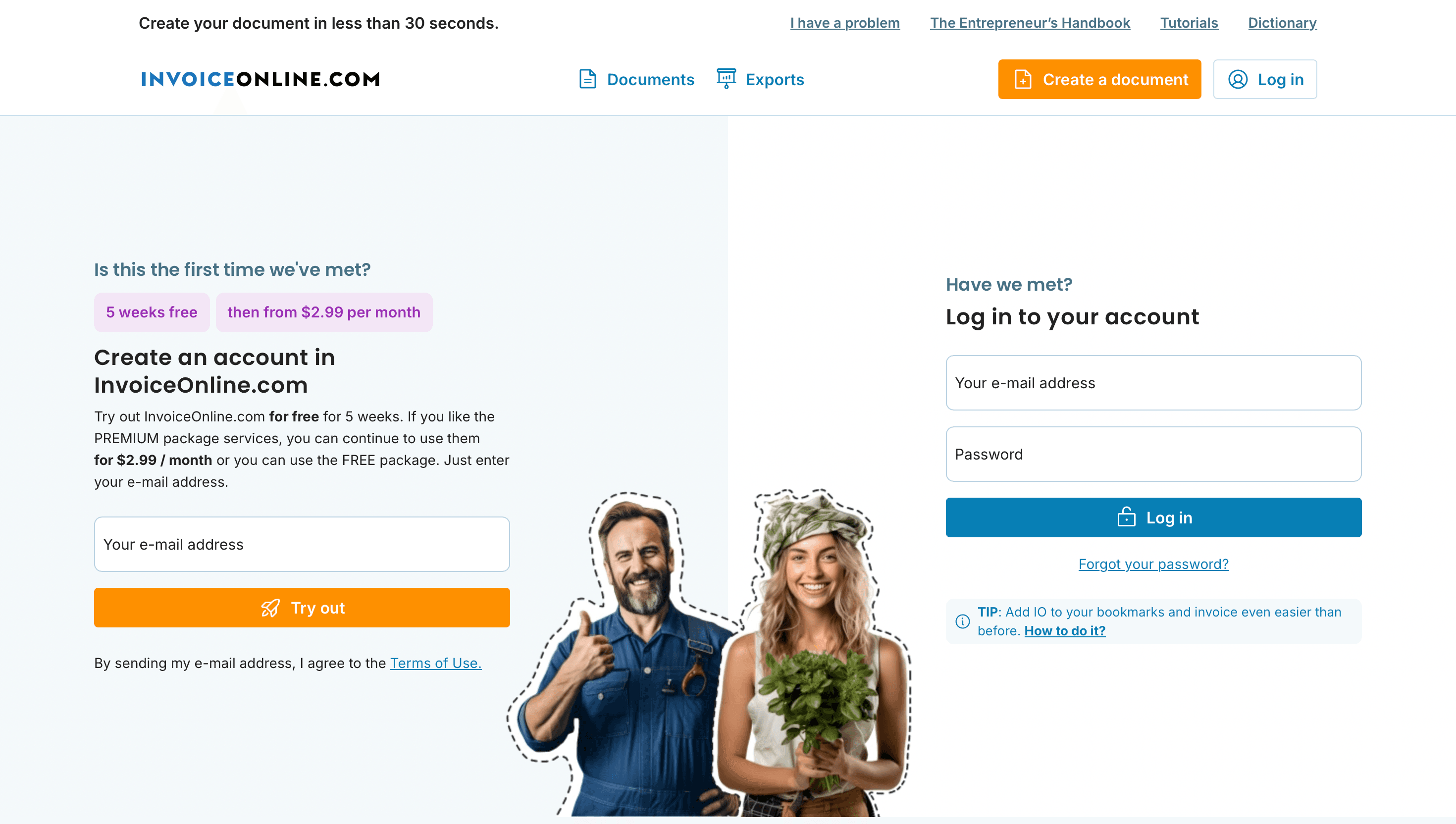 Create an account or Log in preview