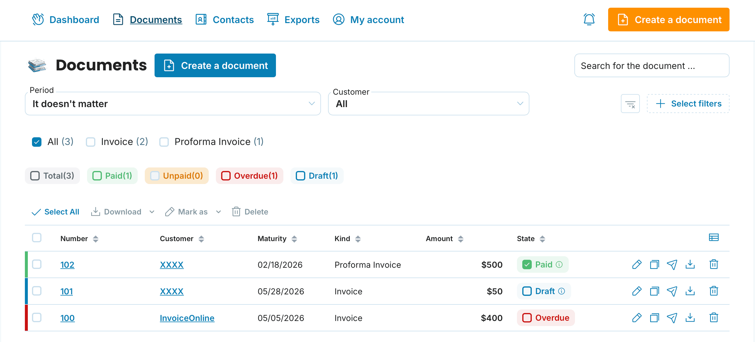 Created documents preview