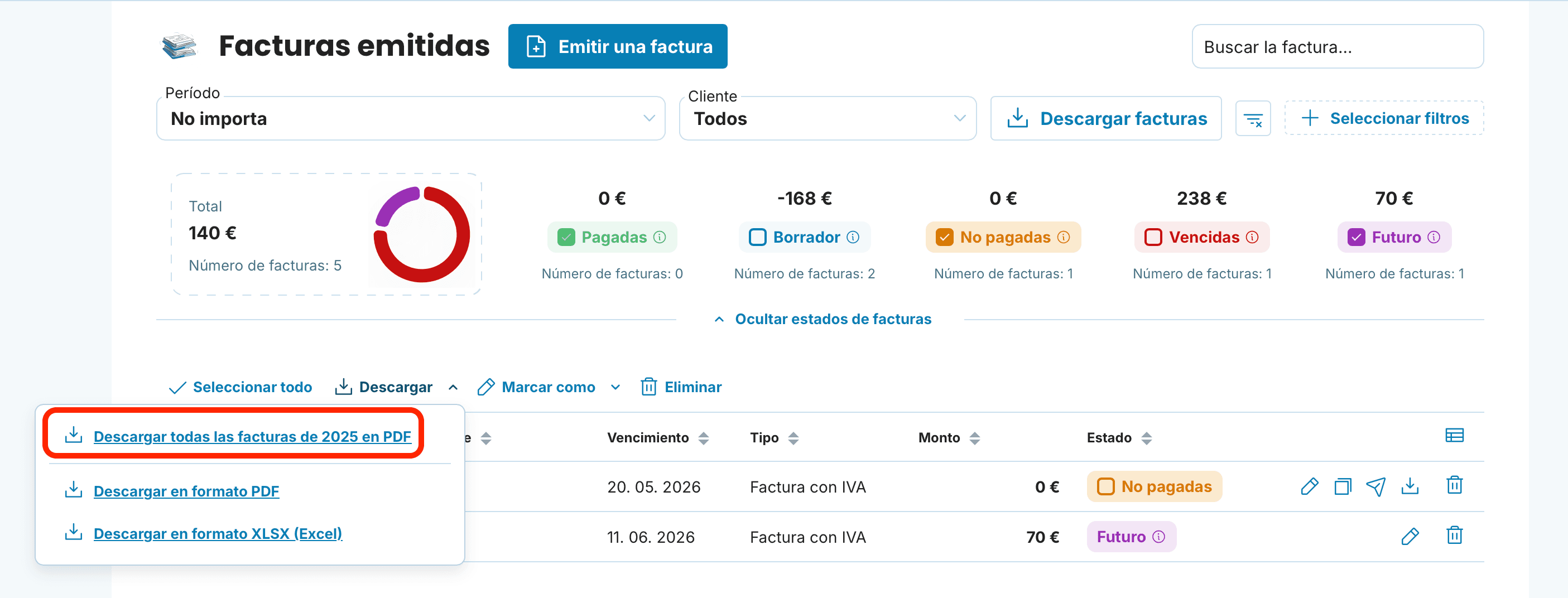Descargar todas las facturas del año preview