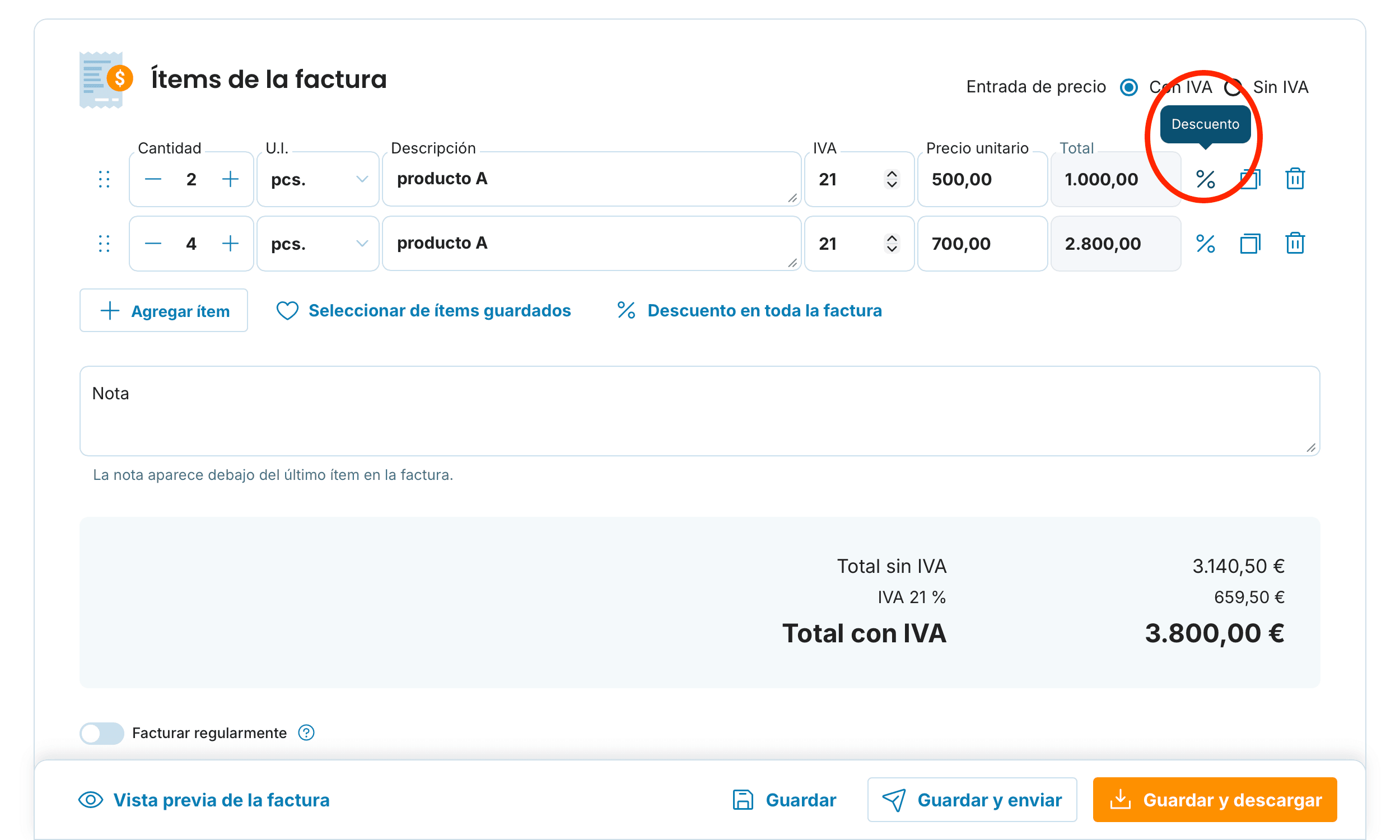 Descuento preview