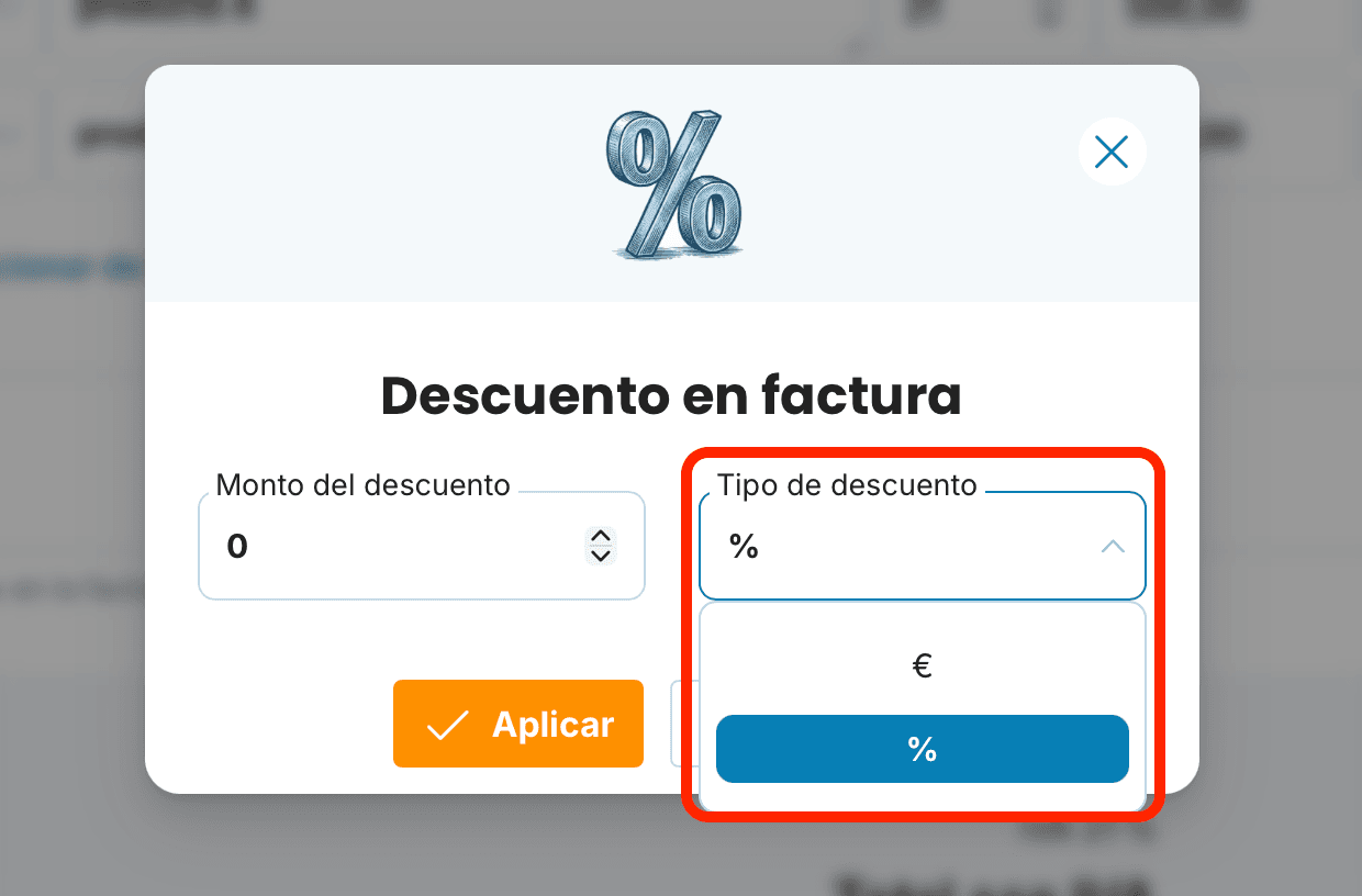 Descuento en factura preview