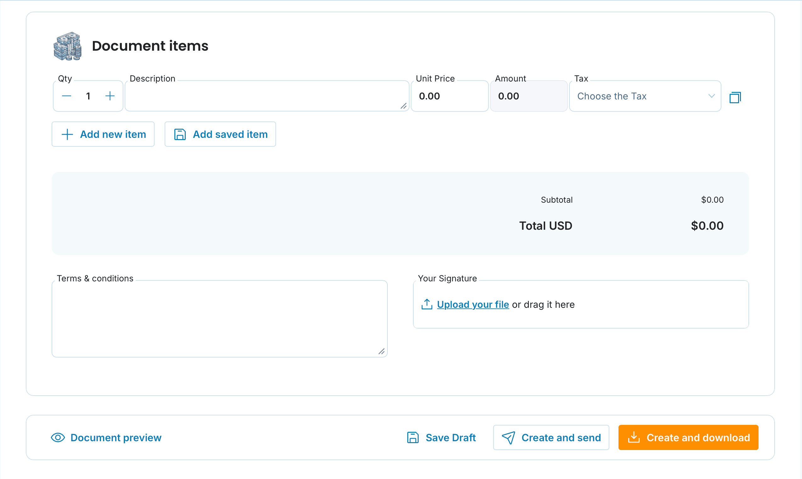 Document items preview