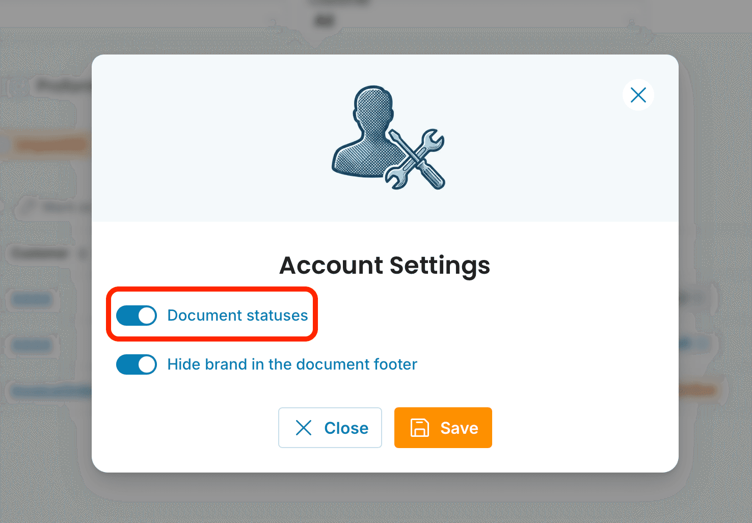 Document statuses preview