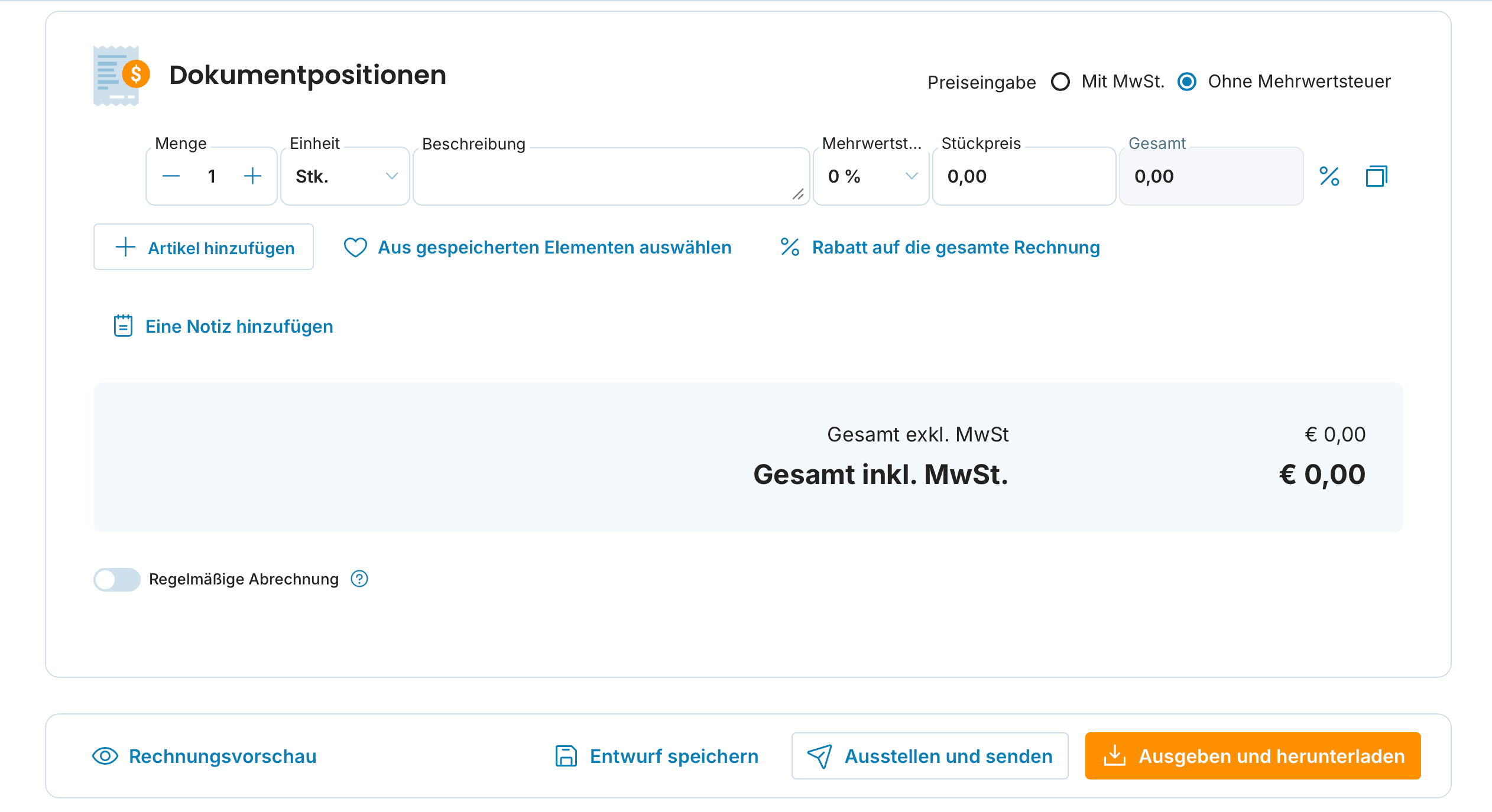 Dokumentpositionen preview