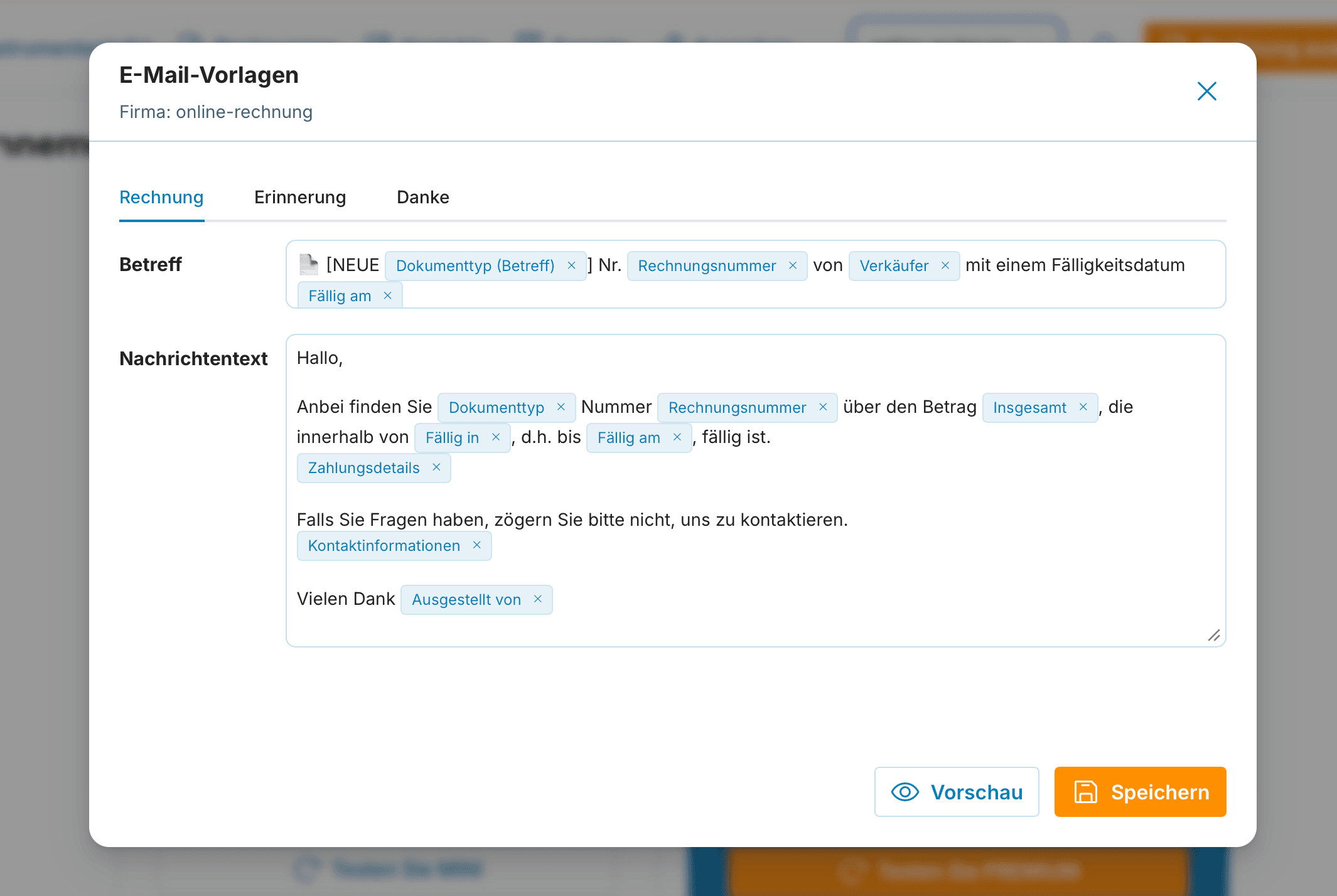 E-Mail-Vorlagen preview