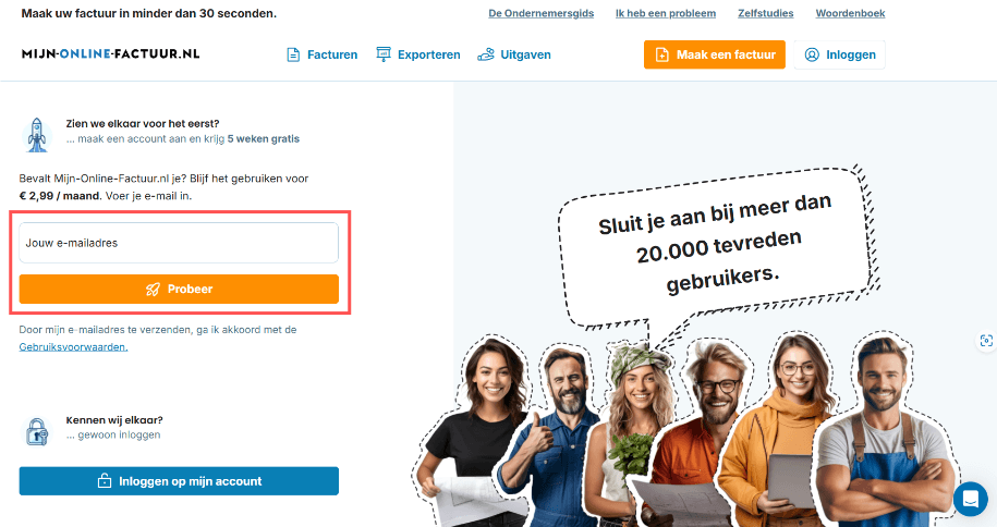 Een account aanmaken op mijn-online-factuur.nl