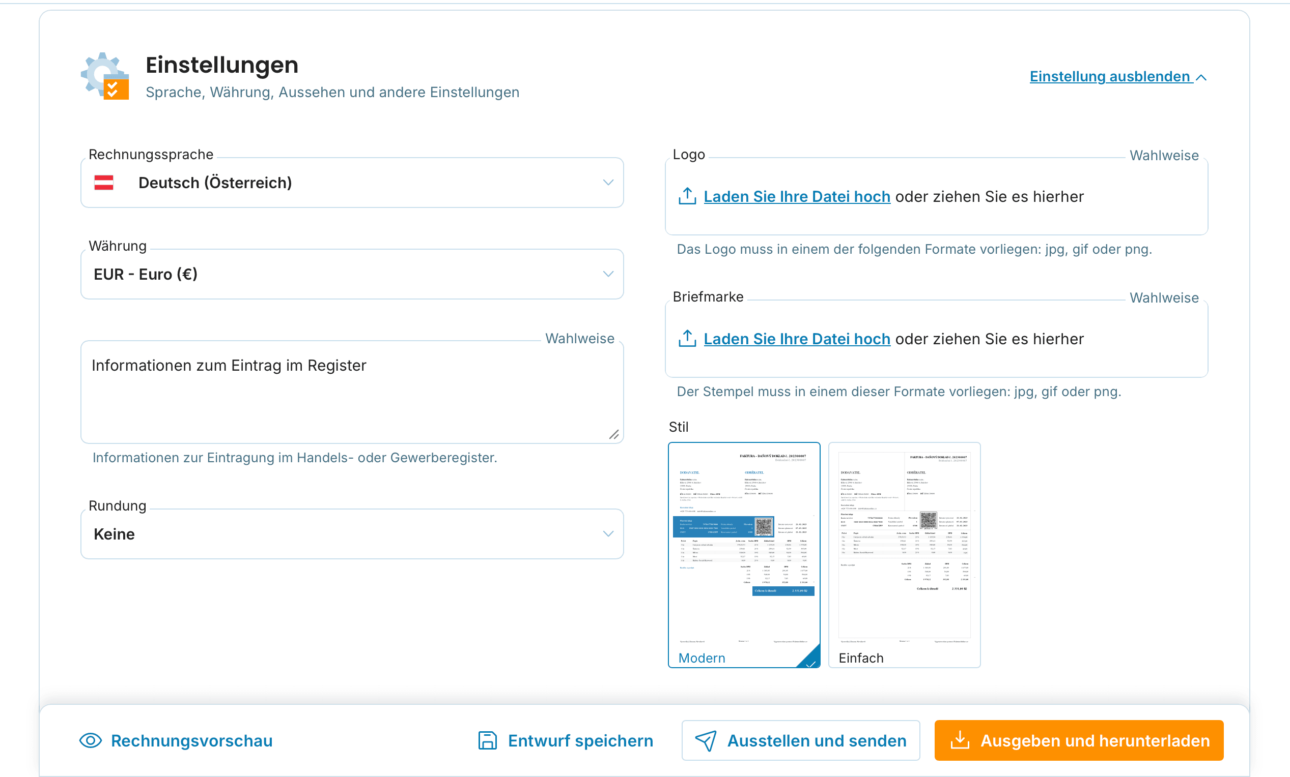 Einstellungen preview