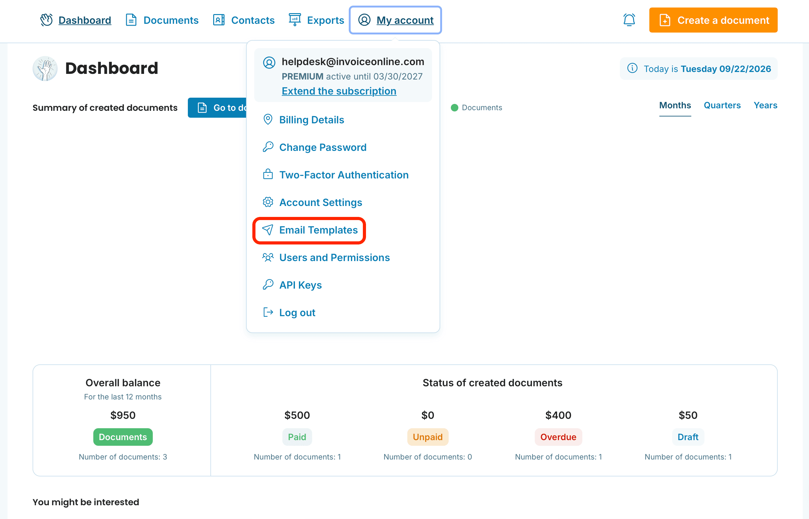 Email Templates preview