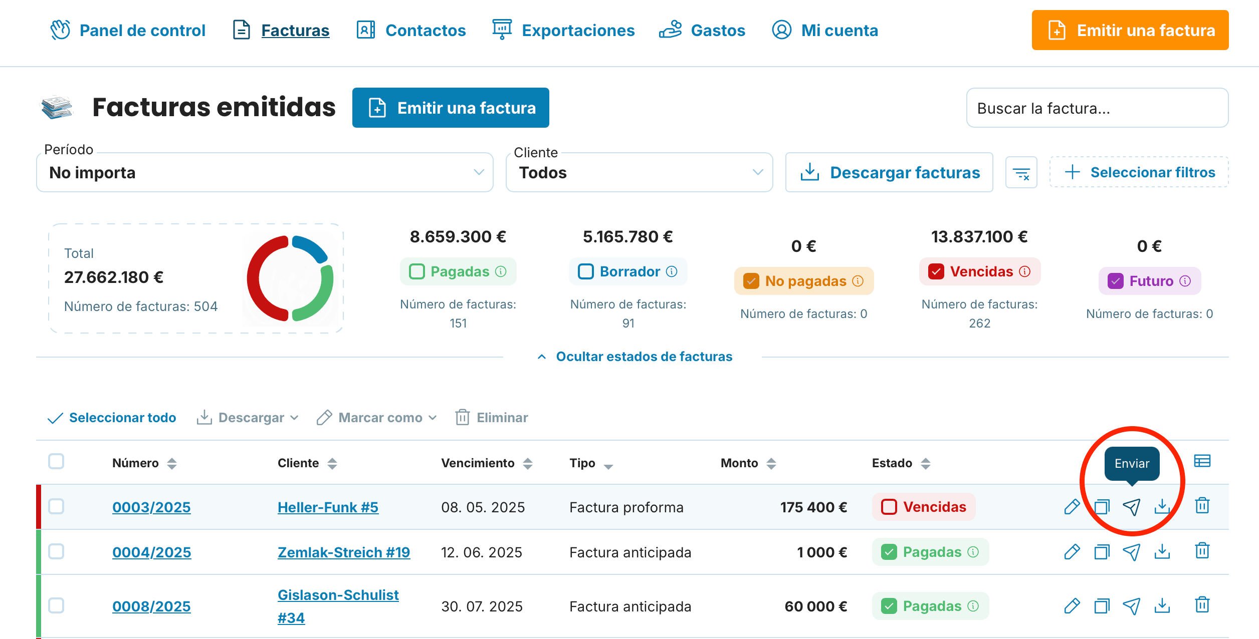 Enviar una factura ya emitida preview