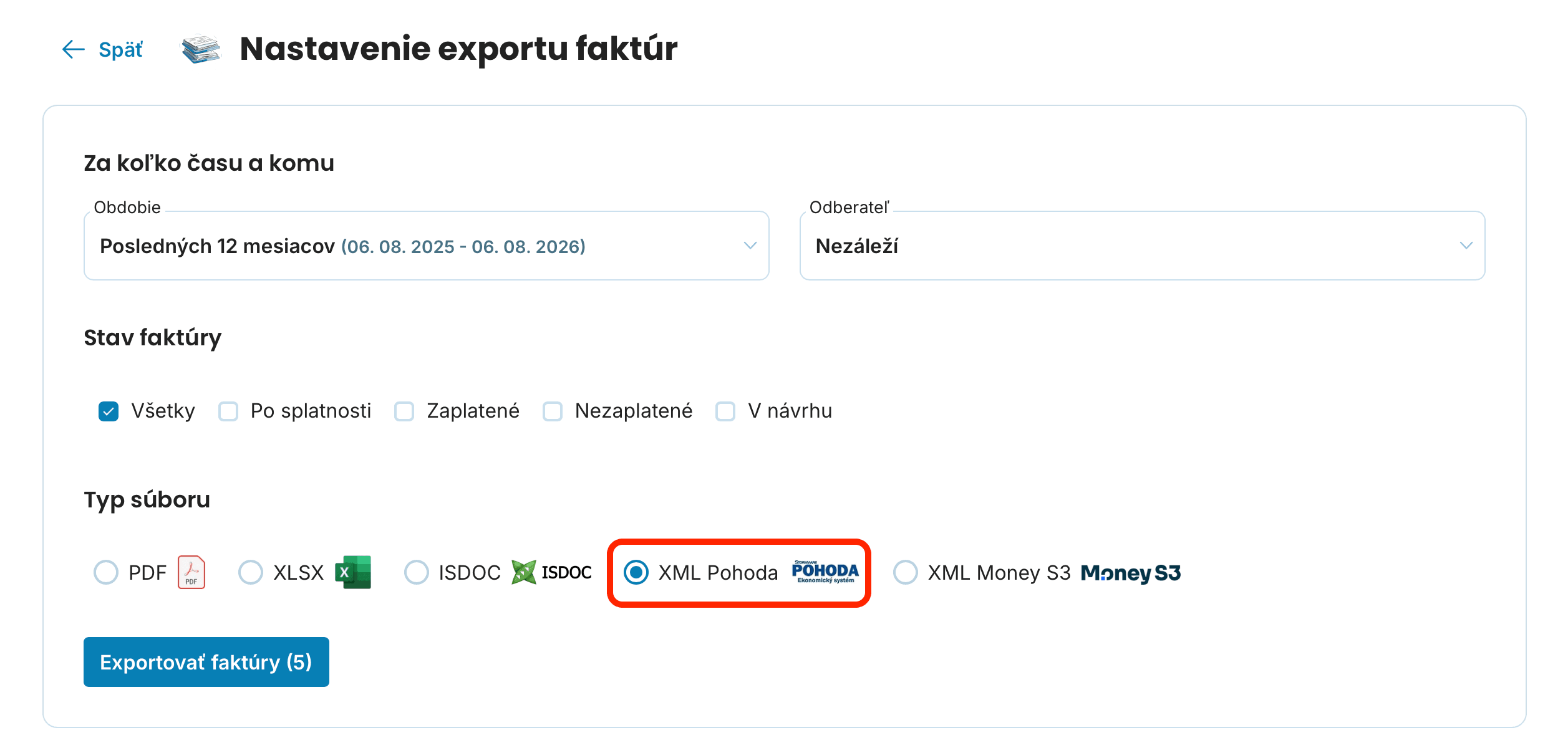 Export Pohoda preview