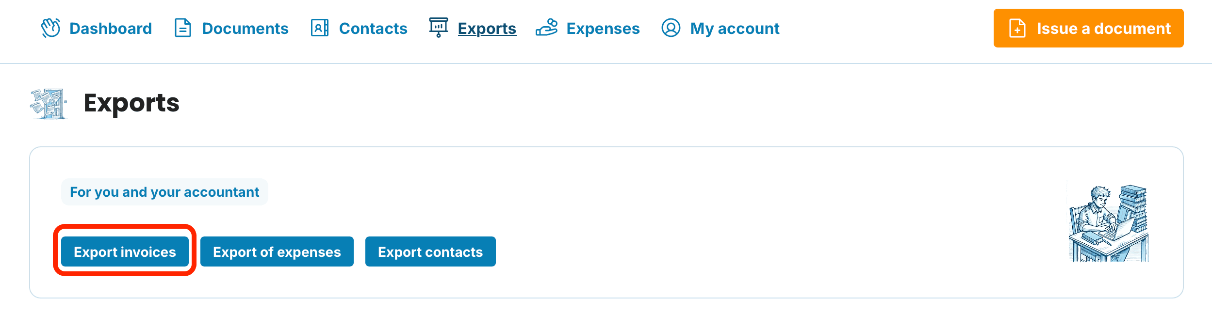 Export invoices preview