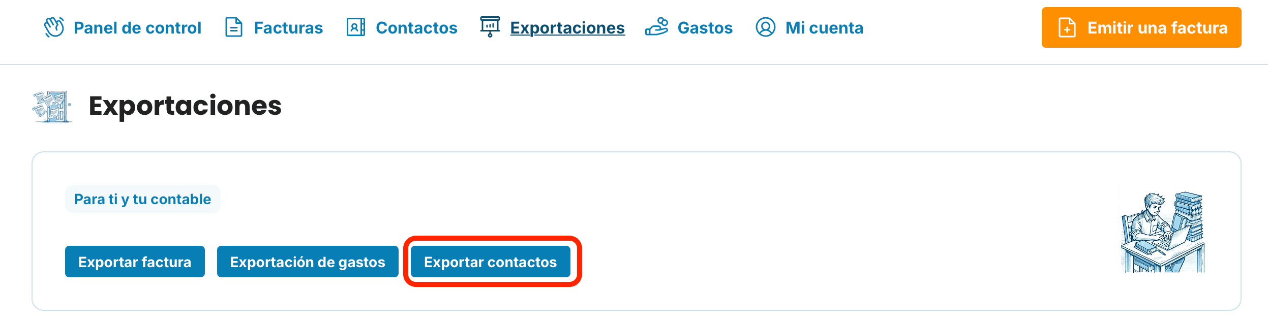 Exportación de contactos preview