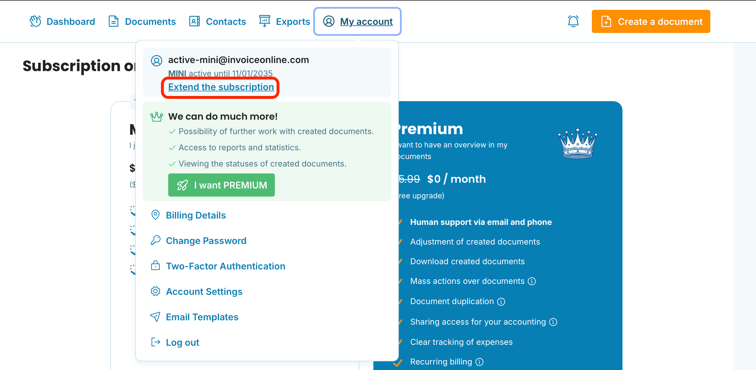Extend the subscription preview