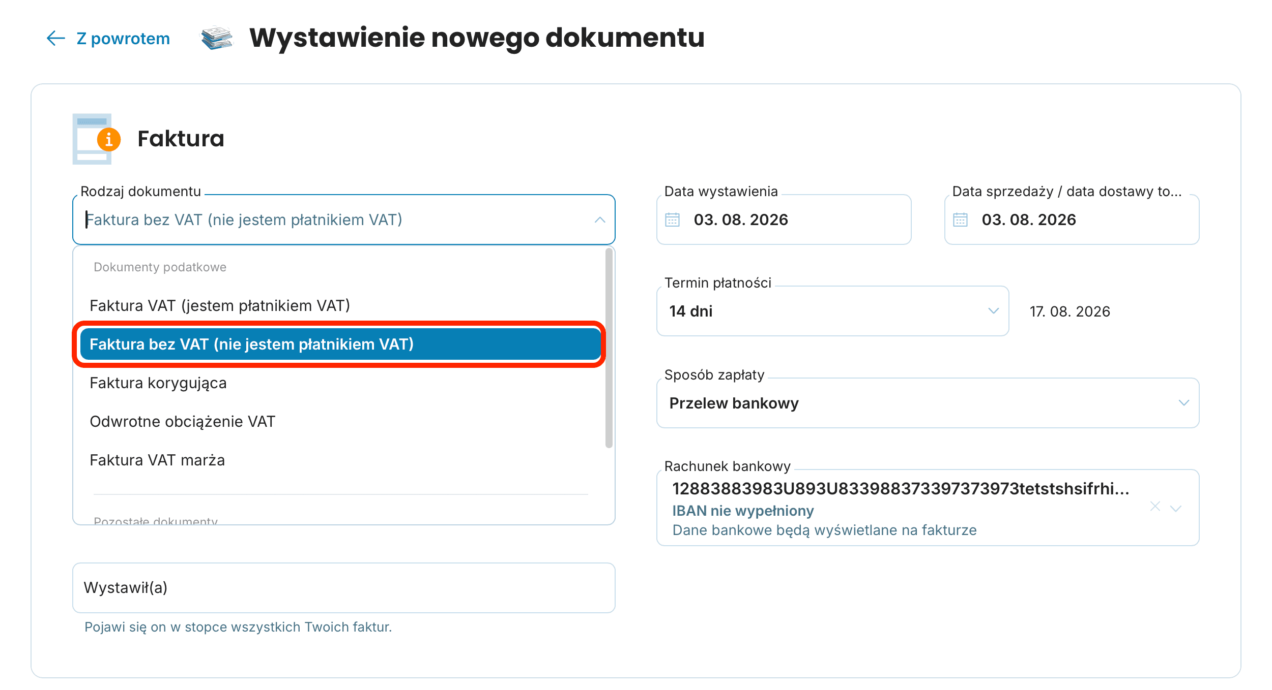 Faktura bez VAT preview
