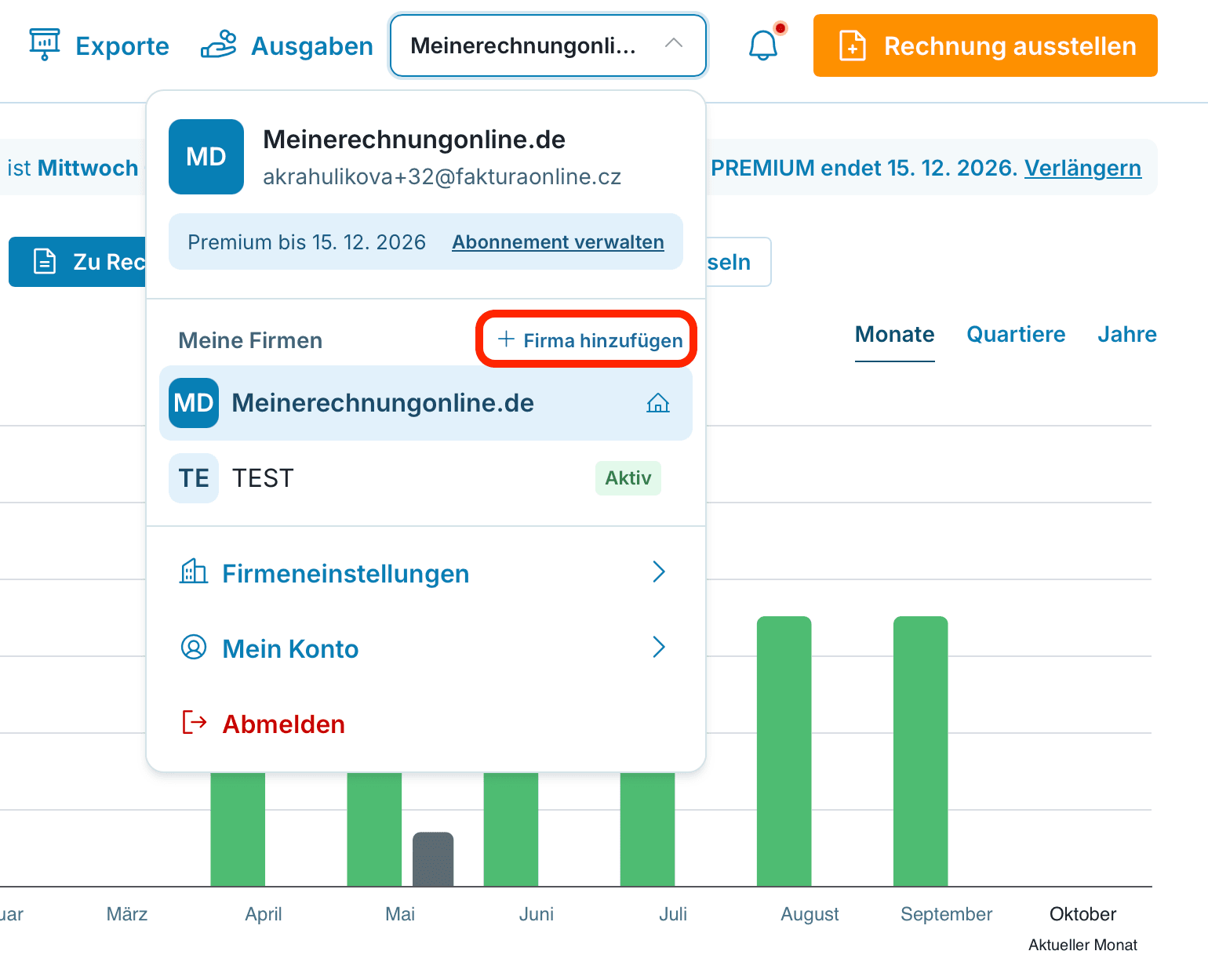 Firma hinzufügen preview