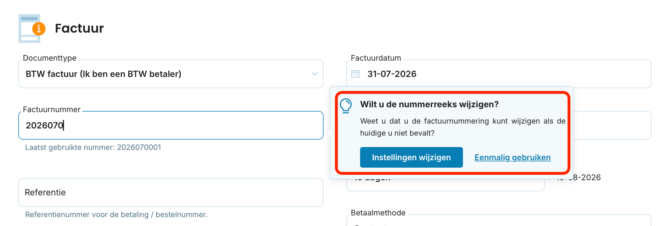 Het nummer snel wijzigen bij het opstellen preview