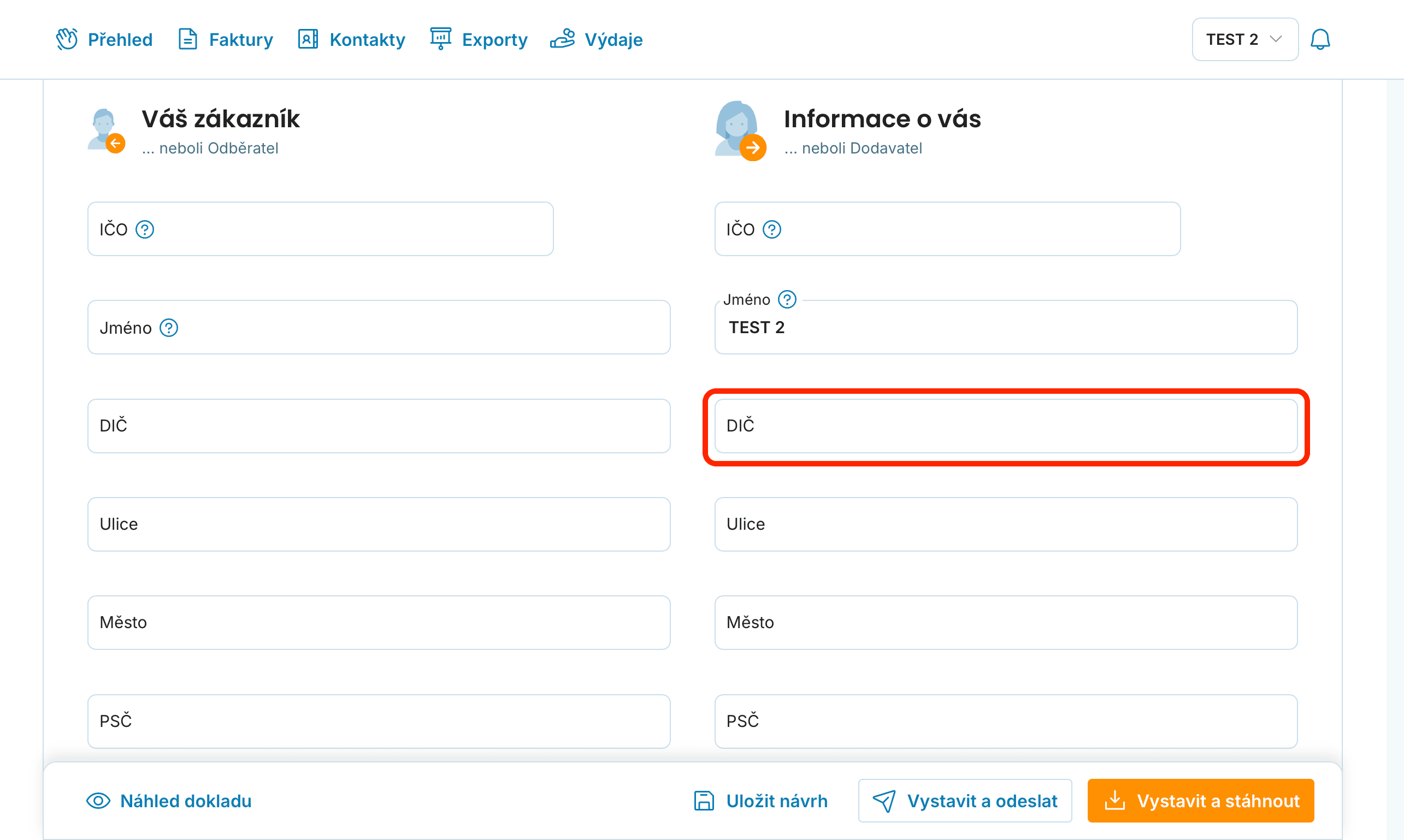 Informace o vás Preview
