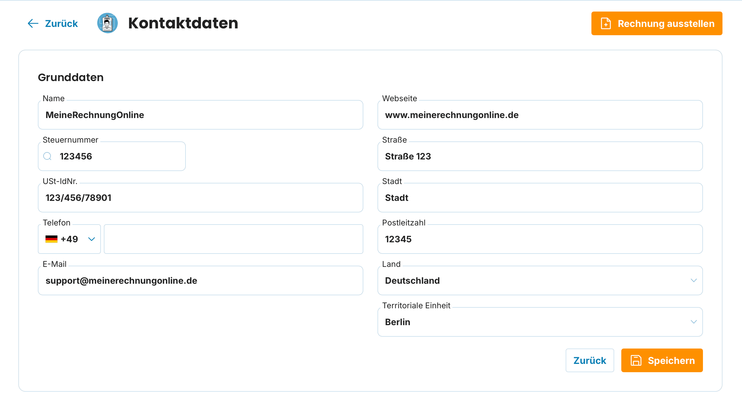Kontaktdaten preview
