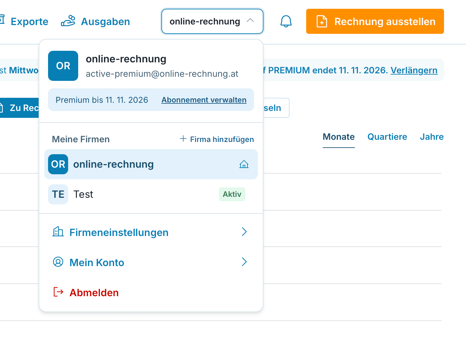 Menü preview