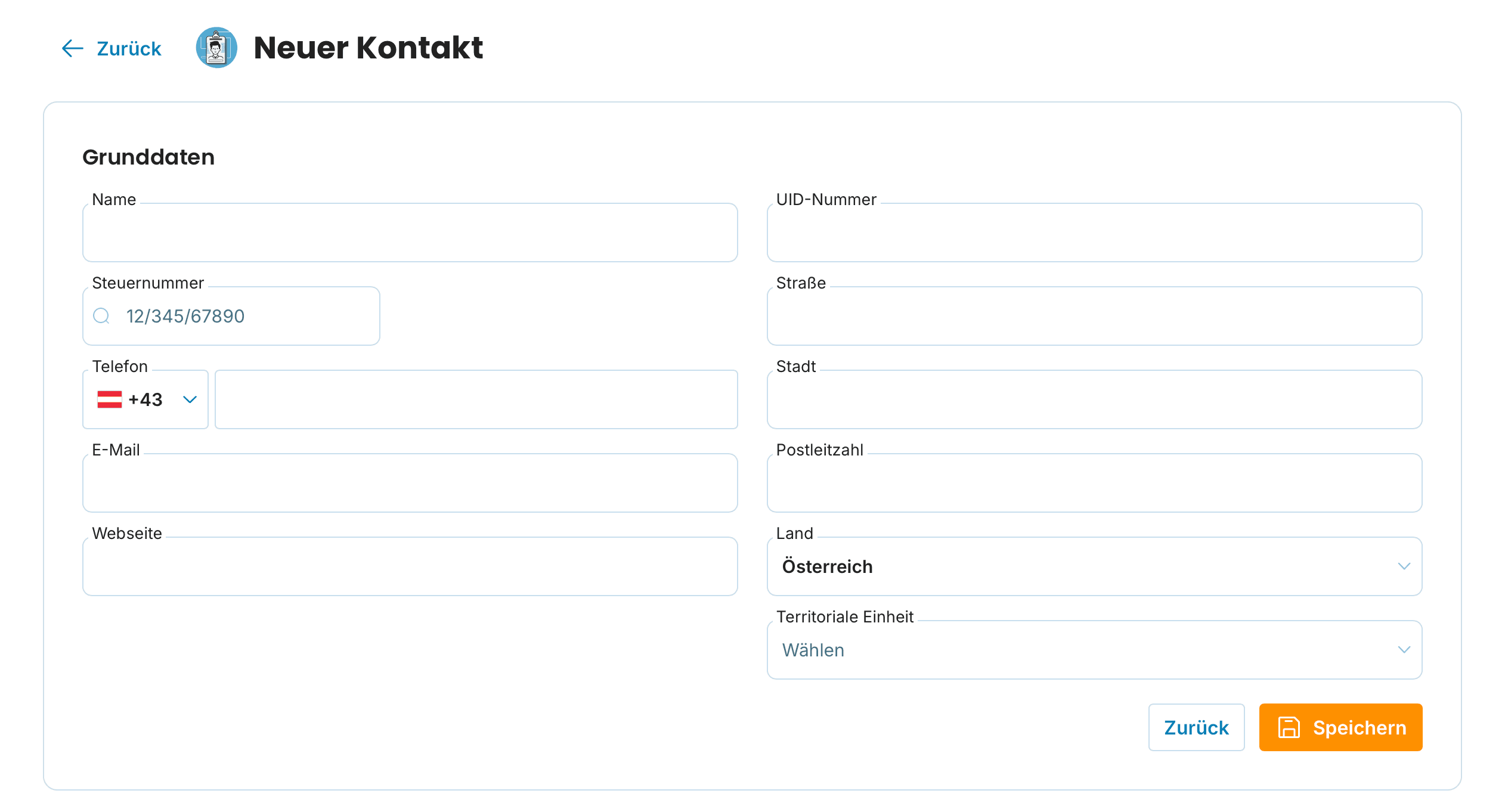 Neuer Kontakt preview
