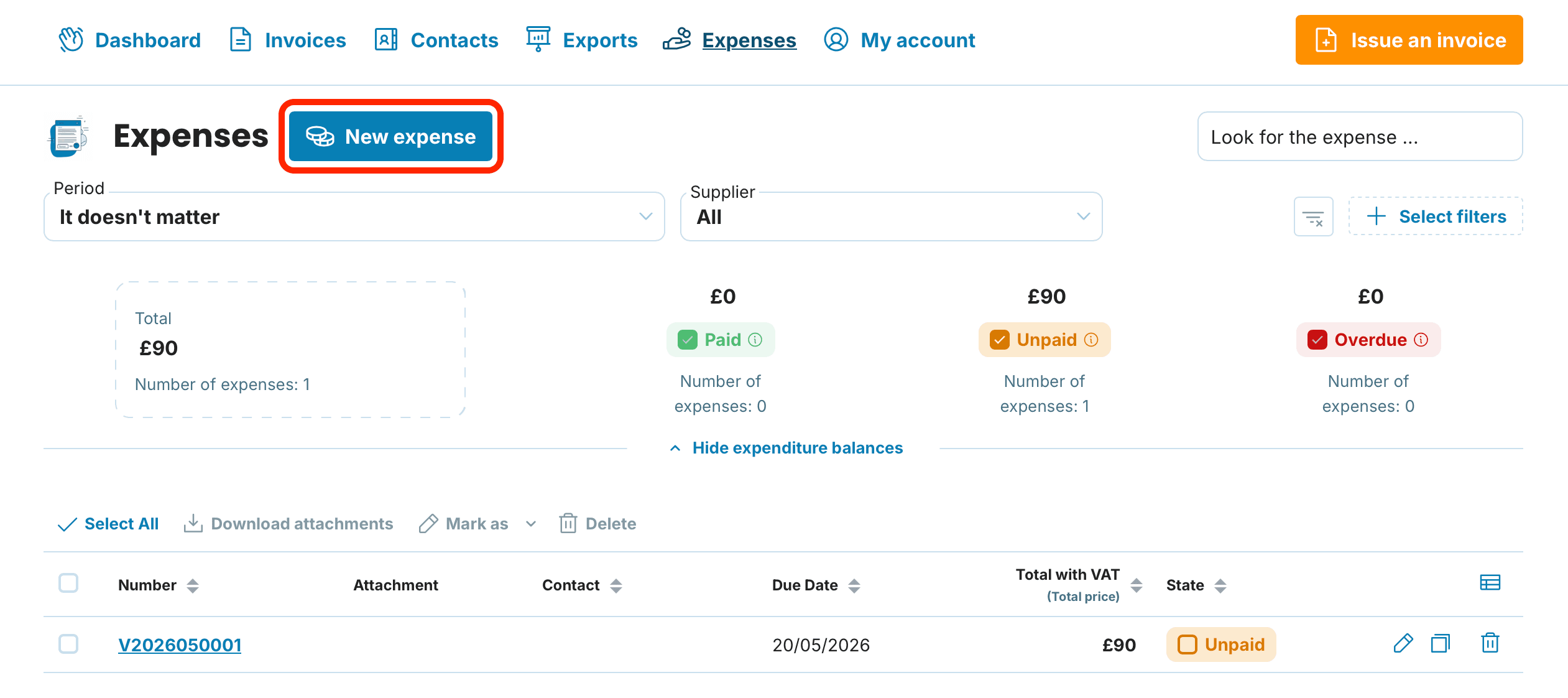 New expense preview