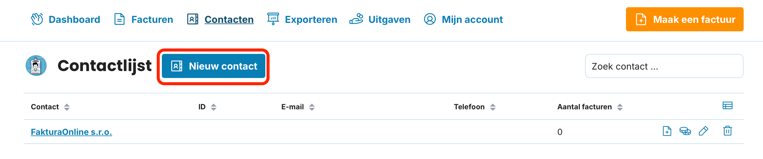 Nieuw contact preview