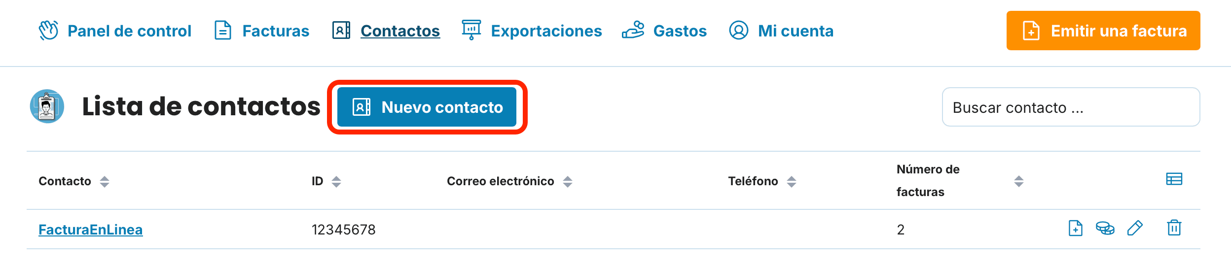 Nuevo contacto preview