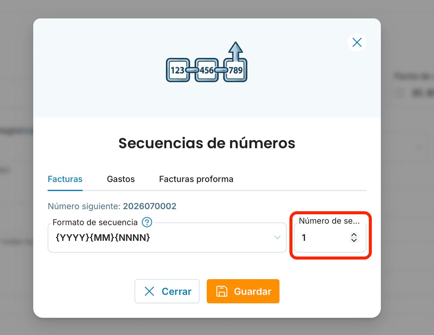 Número de secuencia preview