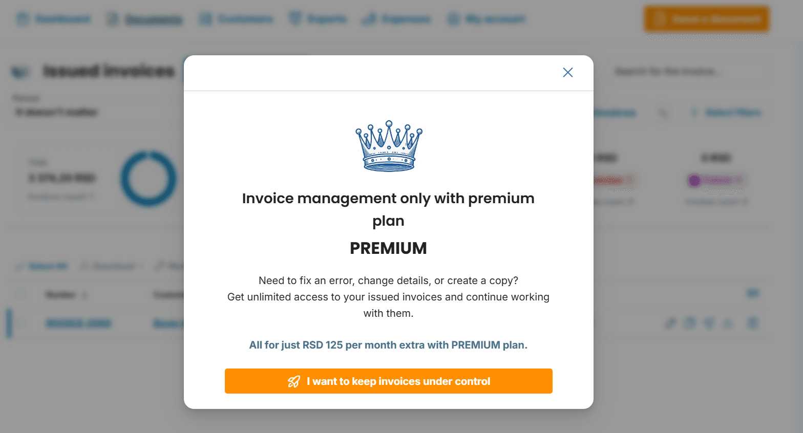 Obaveštenje o prelasku sa tarife MINI na PREMIUM