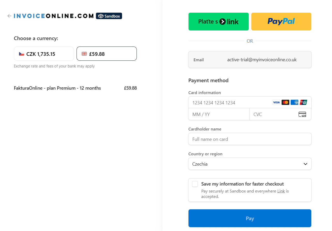 Payment myinvoiceonline.co.uk