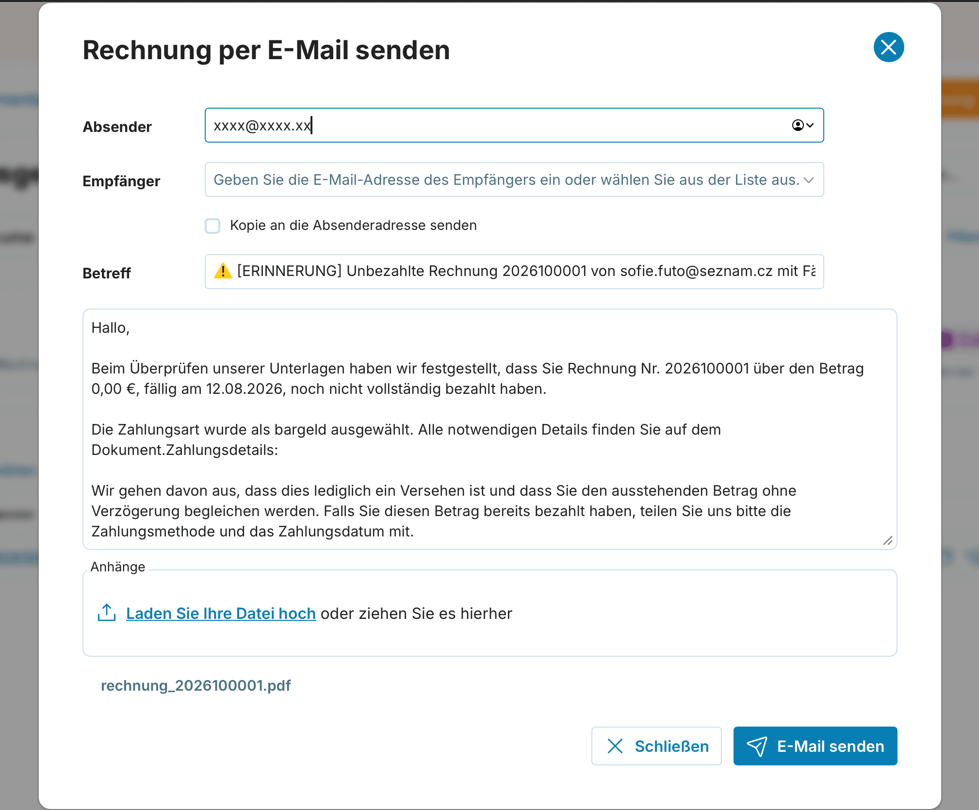 Rechnung per E‑Mail senden preview