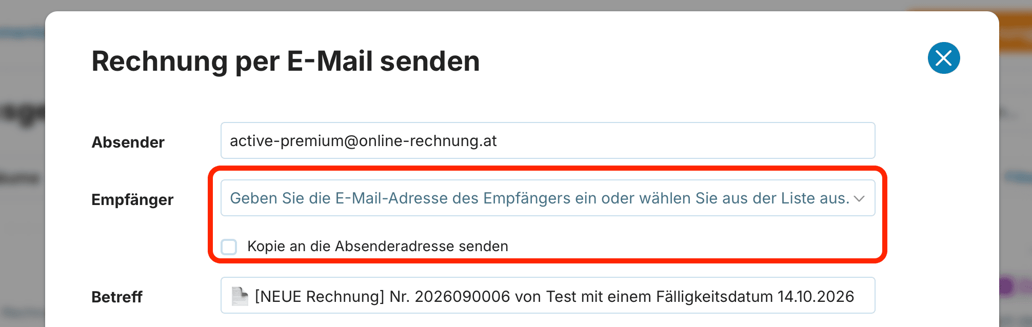 Rechnung per E‑Mail senden preview