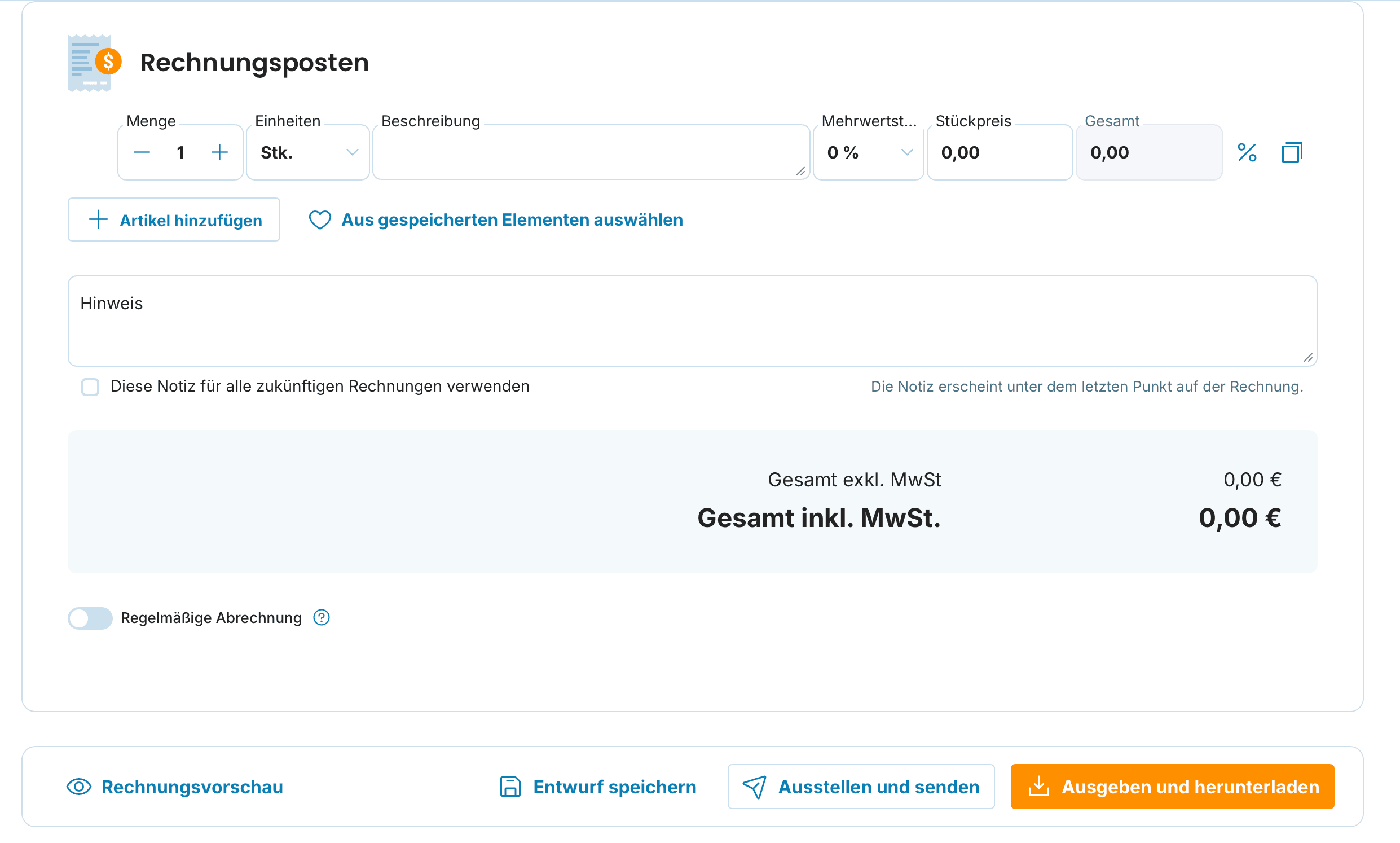 Rechnungsposten preview