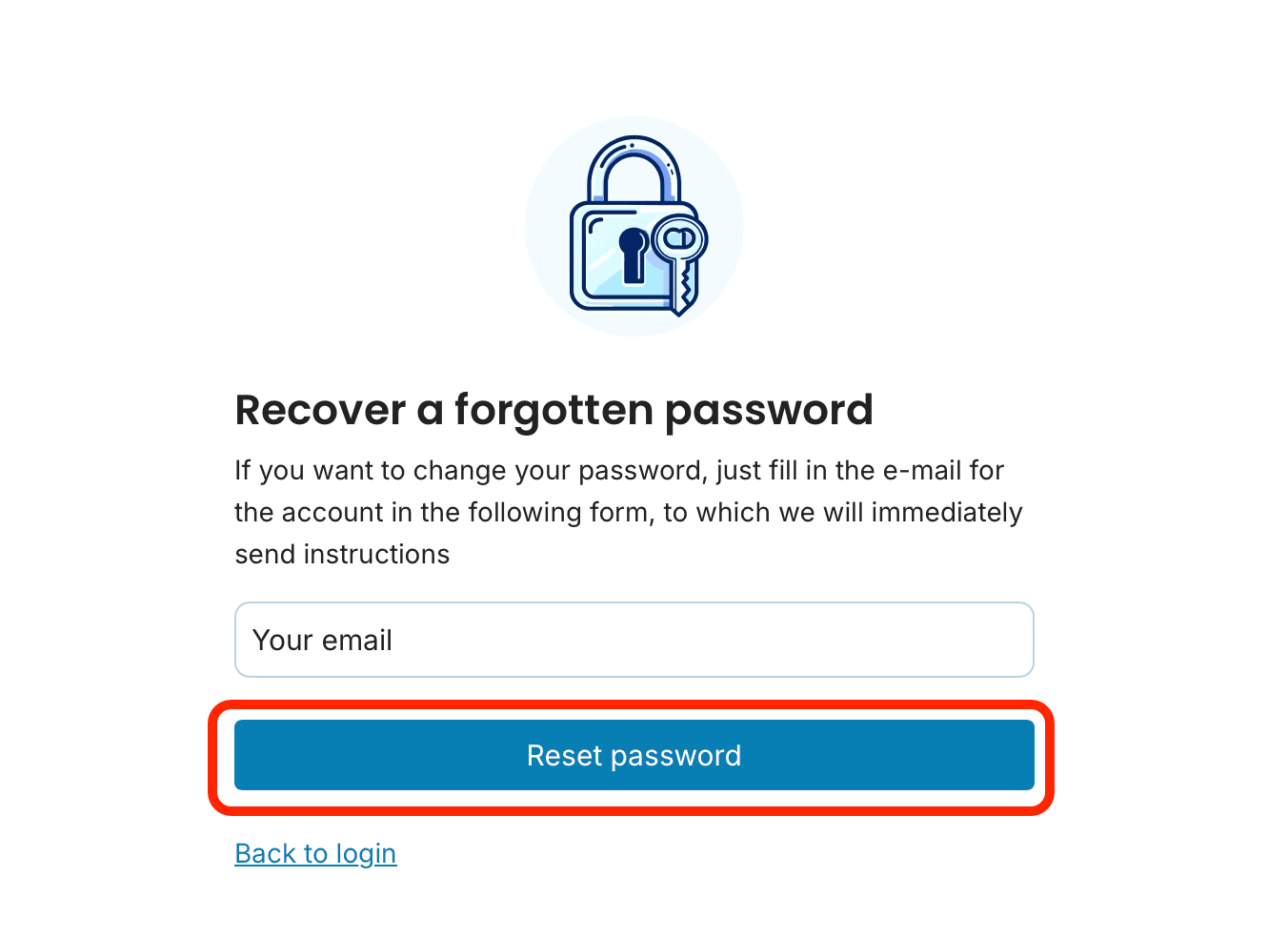 Reset password preview