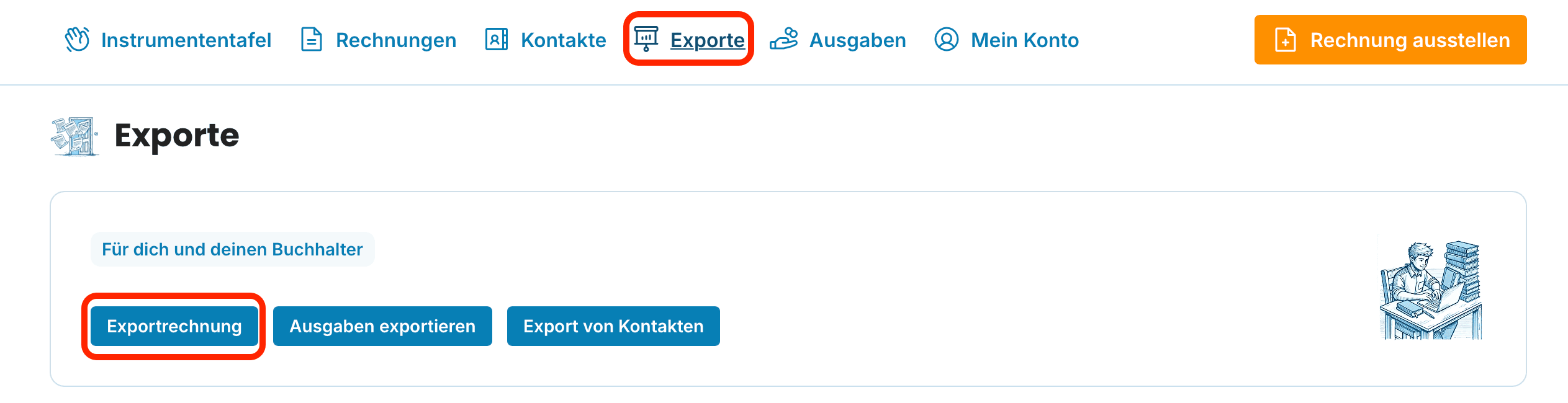 Sammelexport über den Bereich Exporte preview