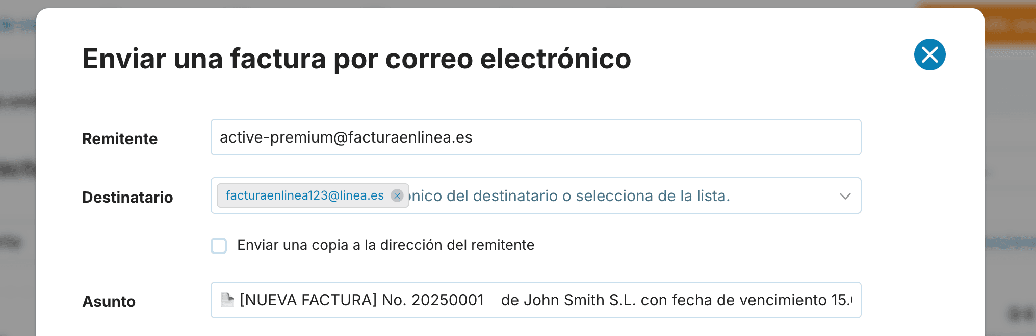 Enviar una factura por correo electrónico
