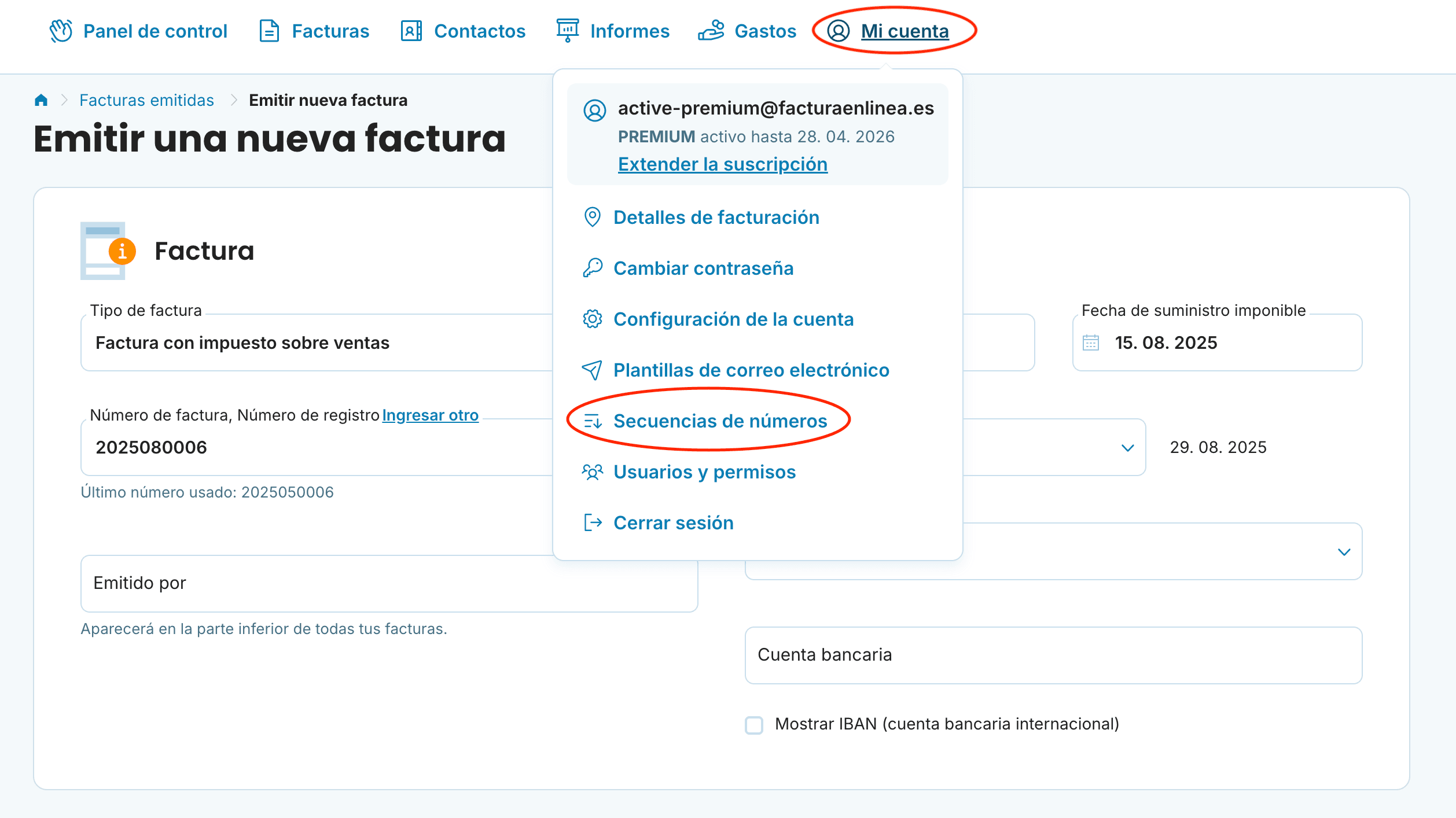 configuraciones para secuencias numéricas