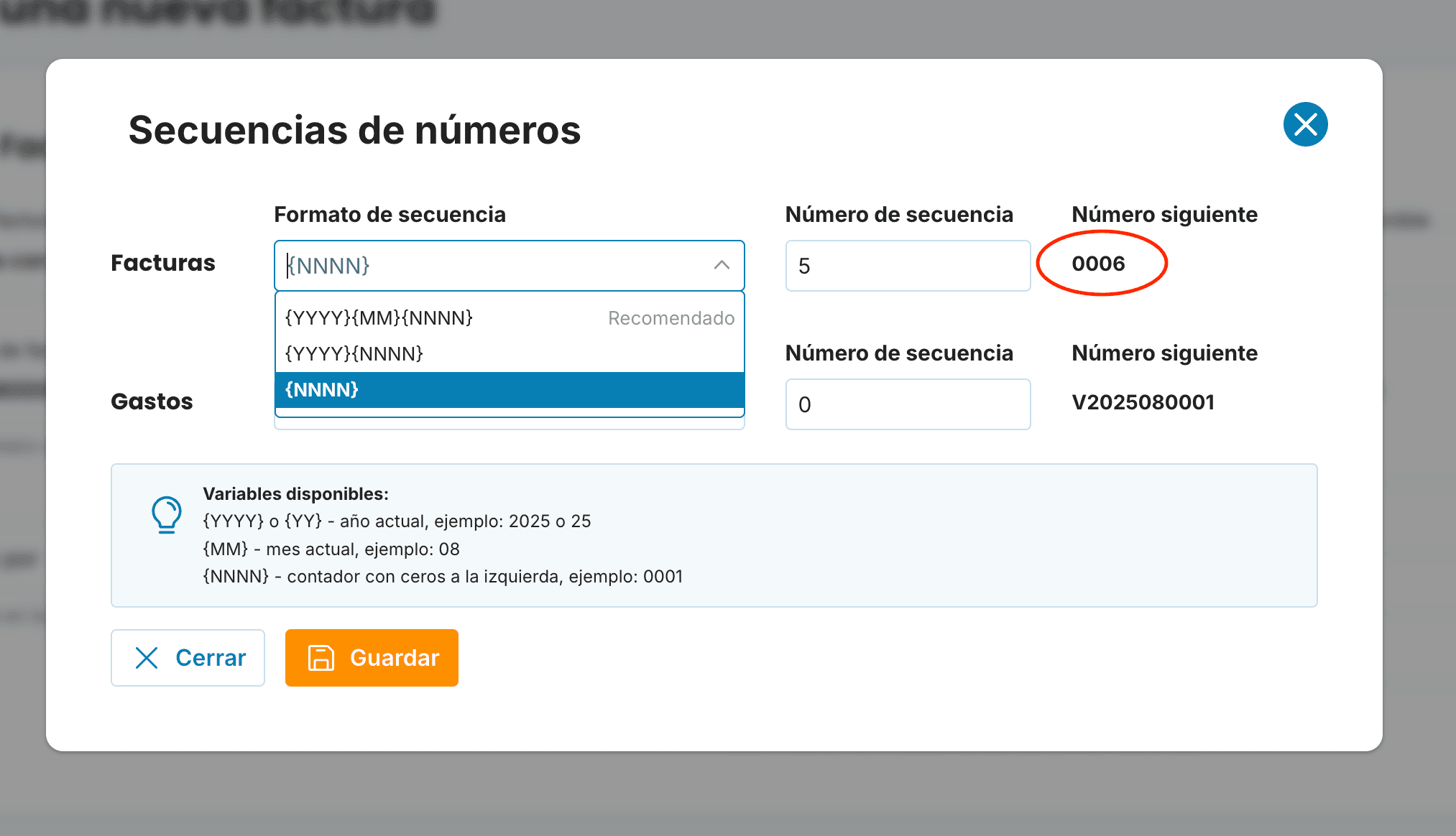Número de Factura