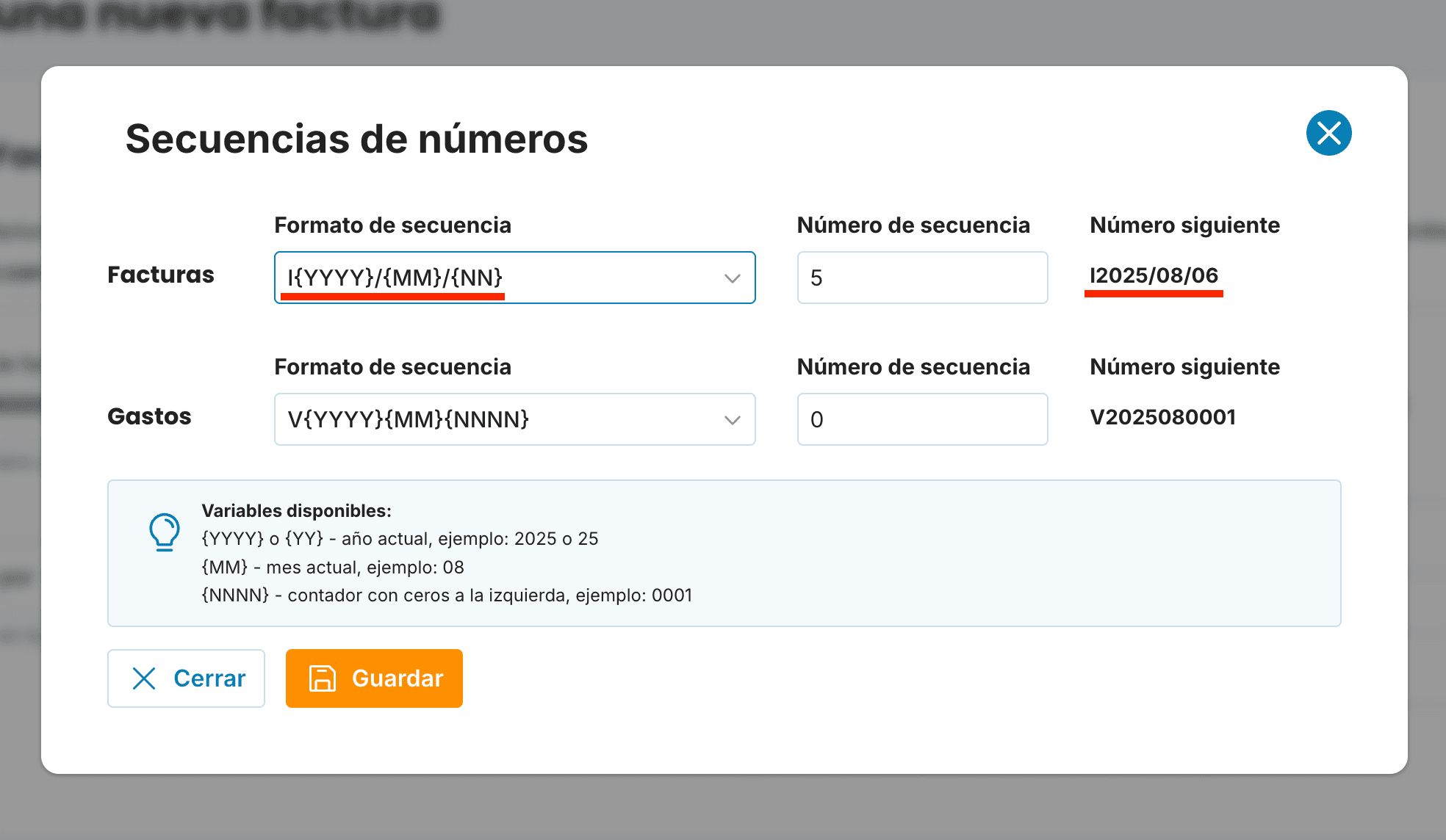 personalizado de secuencias numéricas