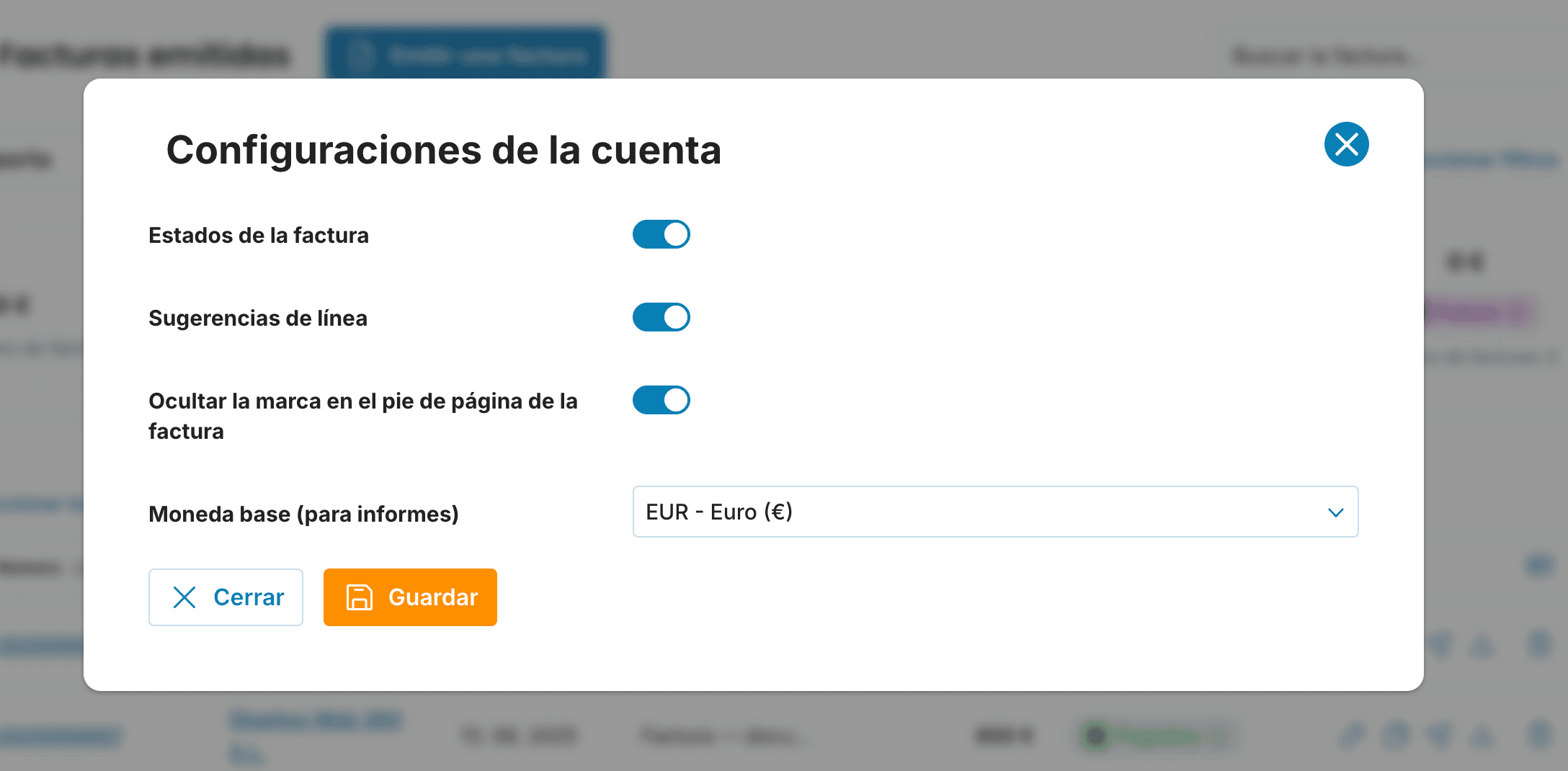 Configuraciones de la cuenta