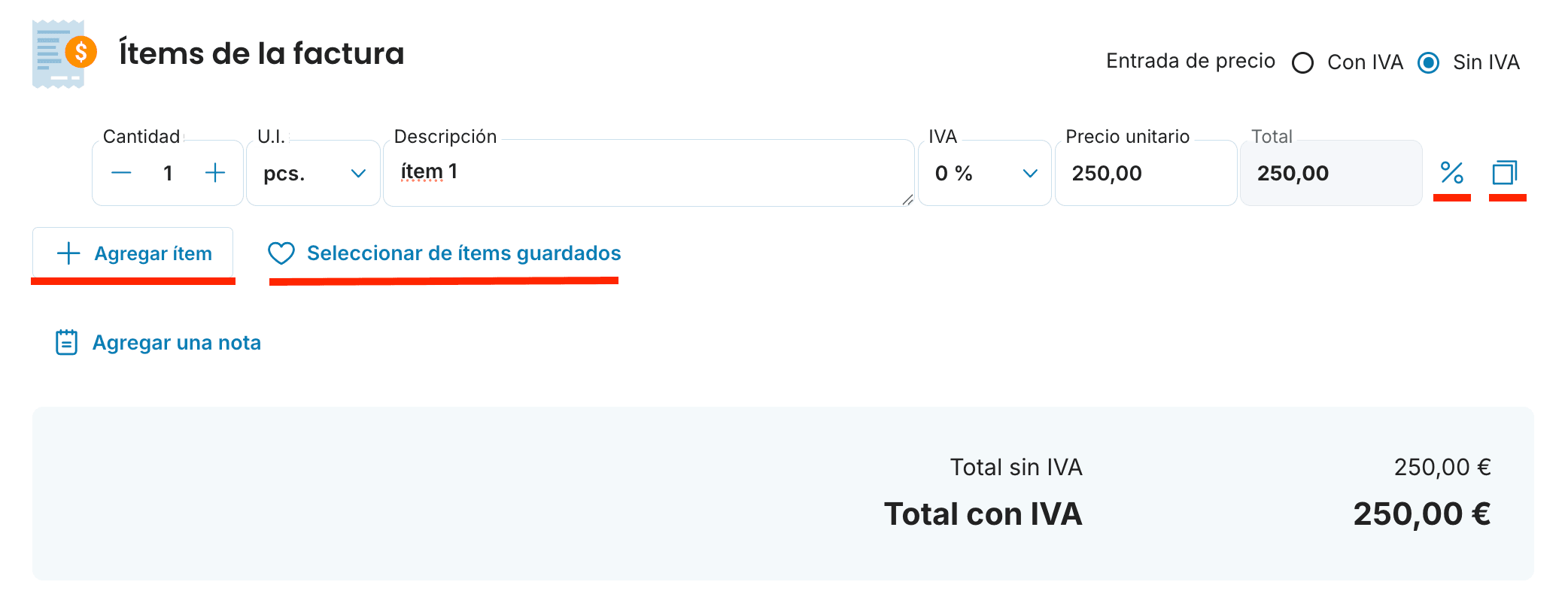 Artículos de factura