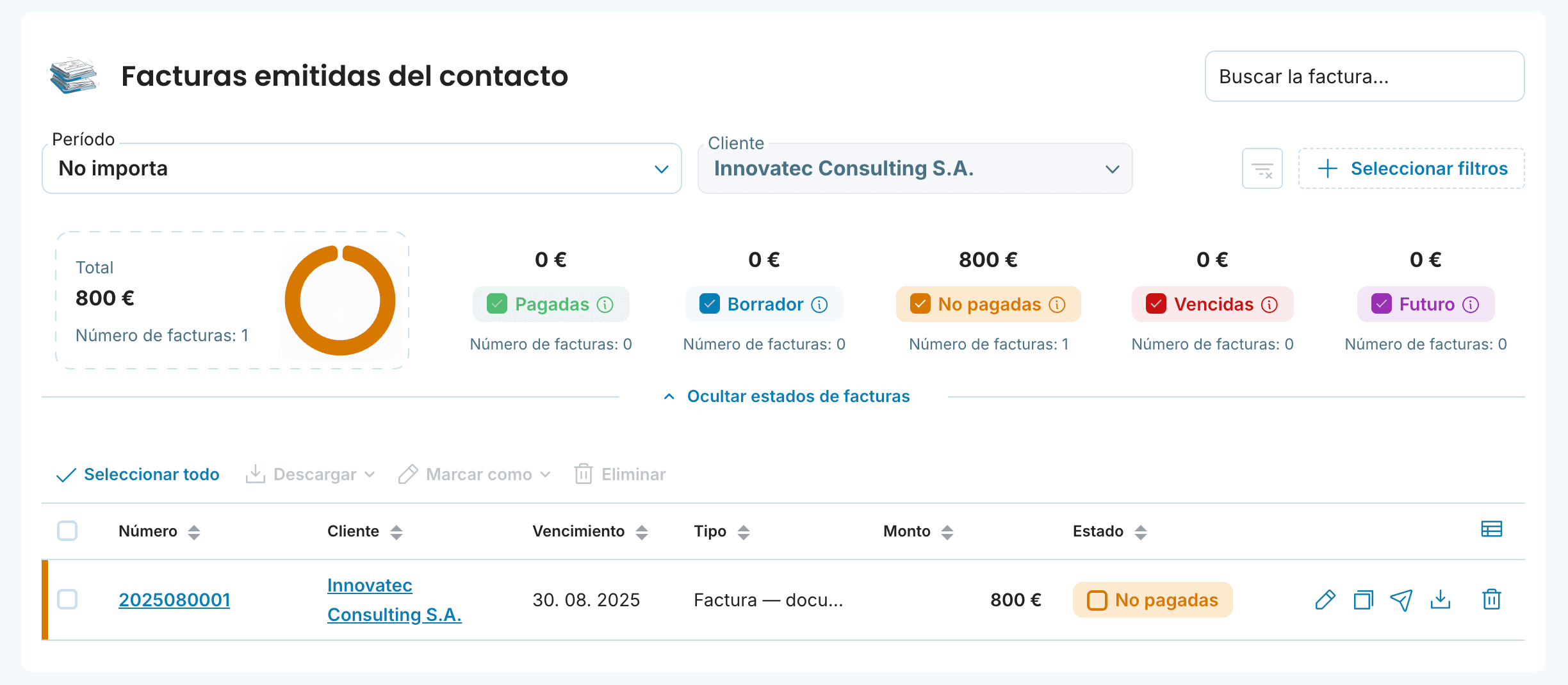 Facturas emitidas del contacto